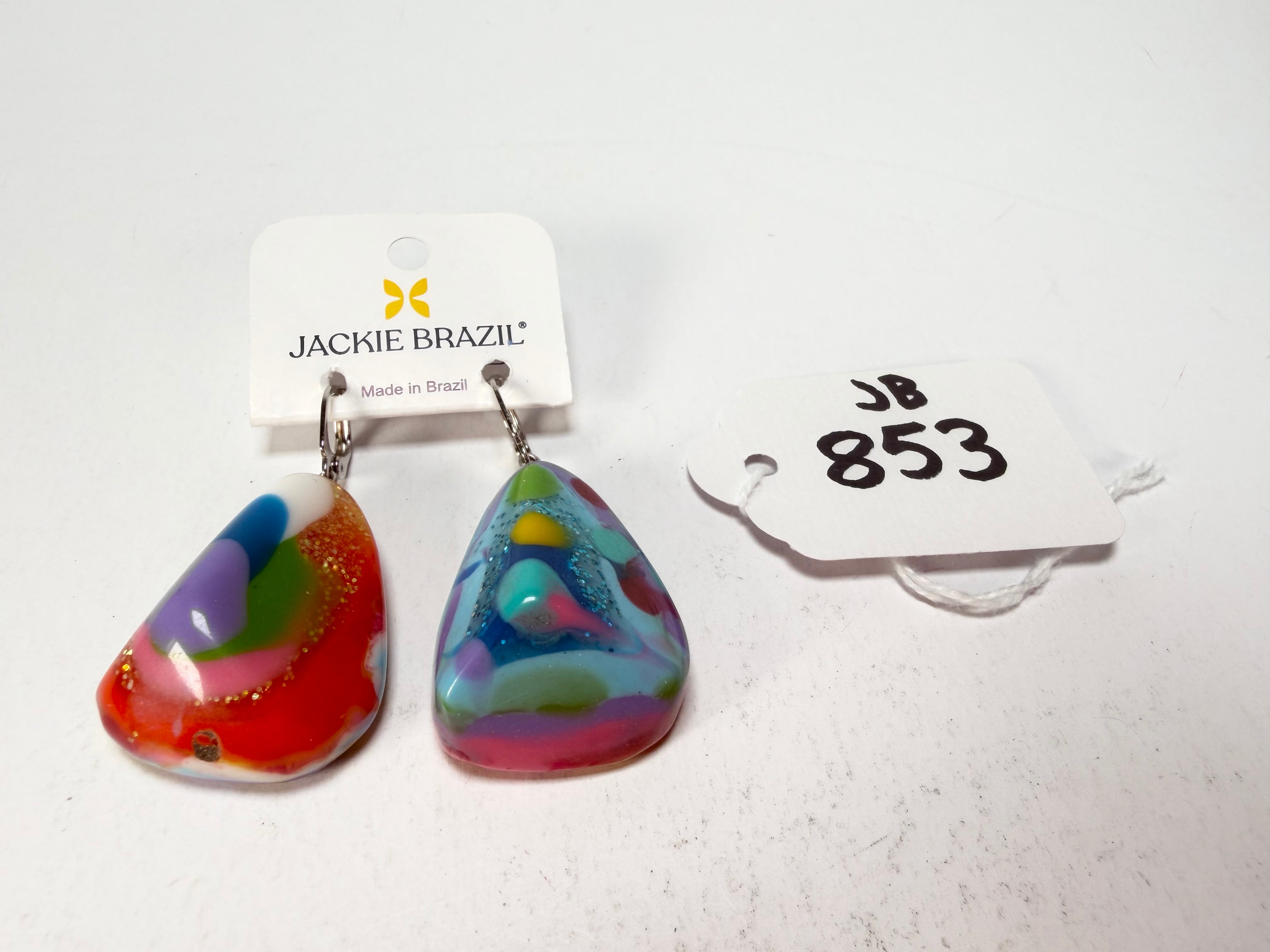 Jackie Brazil "Diamond" Kandinsky Flinstone on Hook Resin Earrings ( E0700 )