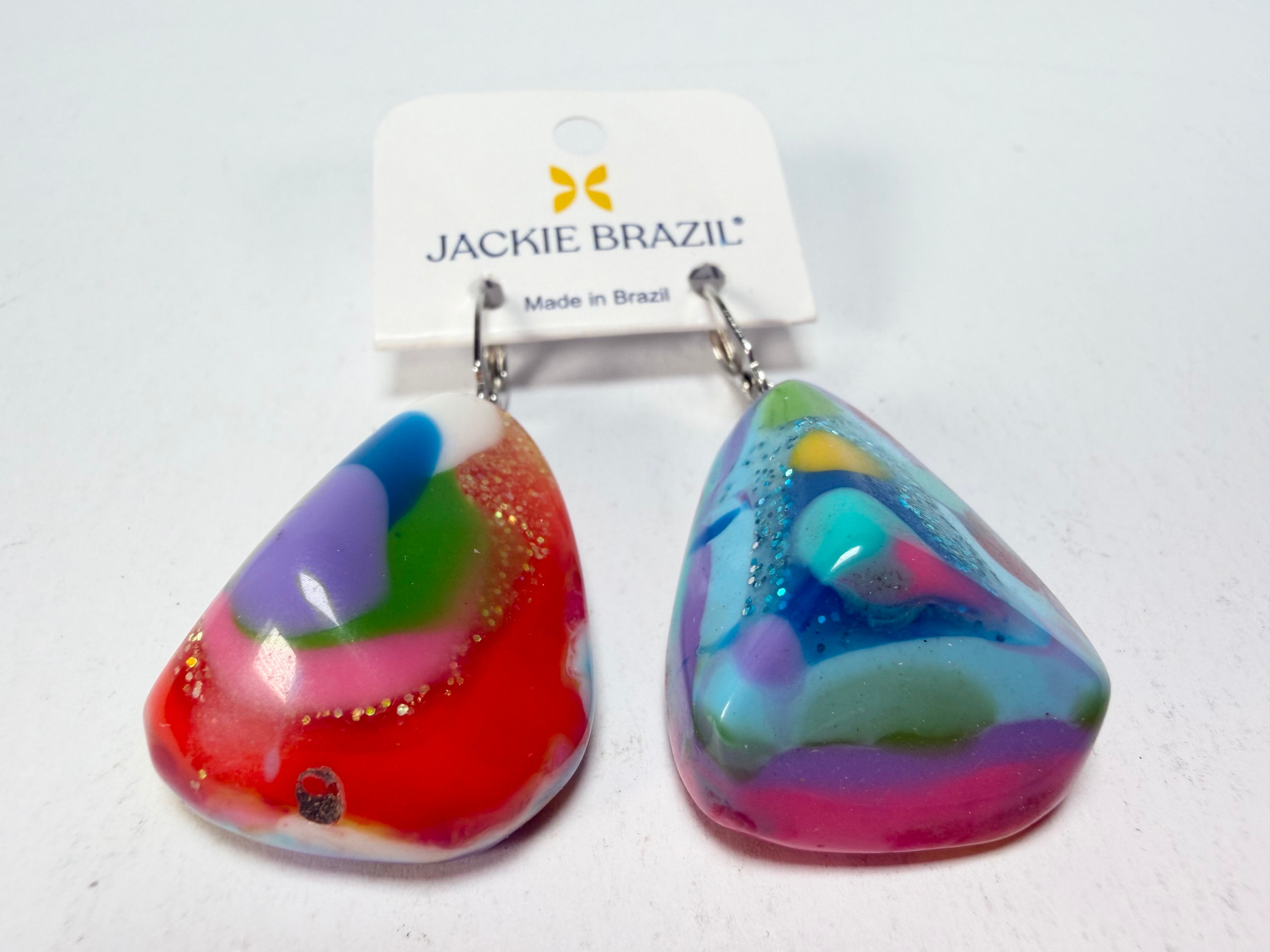 Jackie Brazil "Diamond" Kandinsky Flinstone on Hook Resin Earrings ( E0700 )