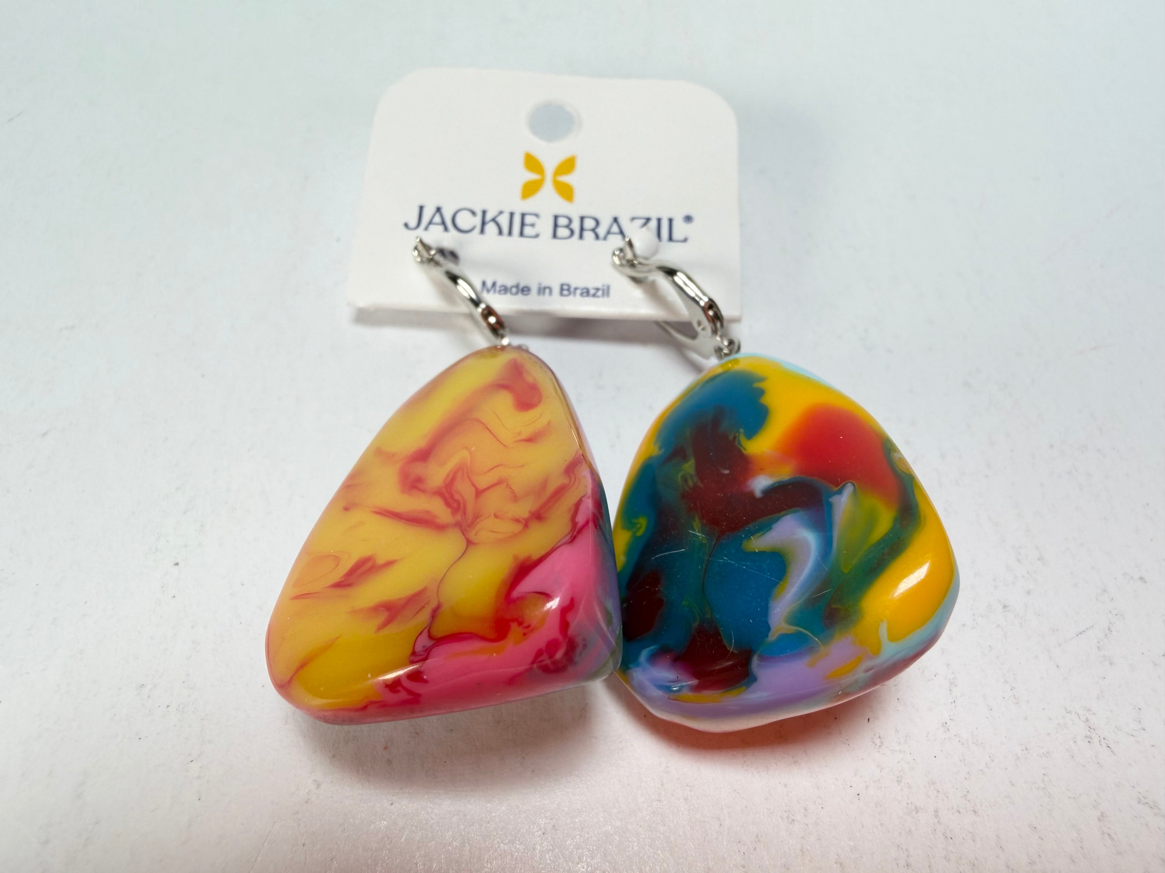 Jackie Brazil "Diamond" Kandinsky Flinstone on Hook Resin Earrings ( E0700 )