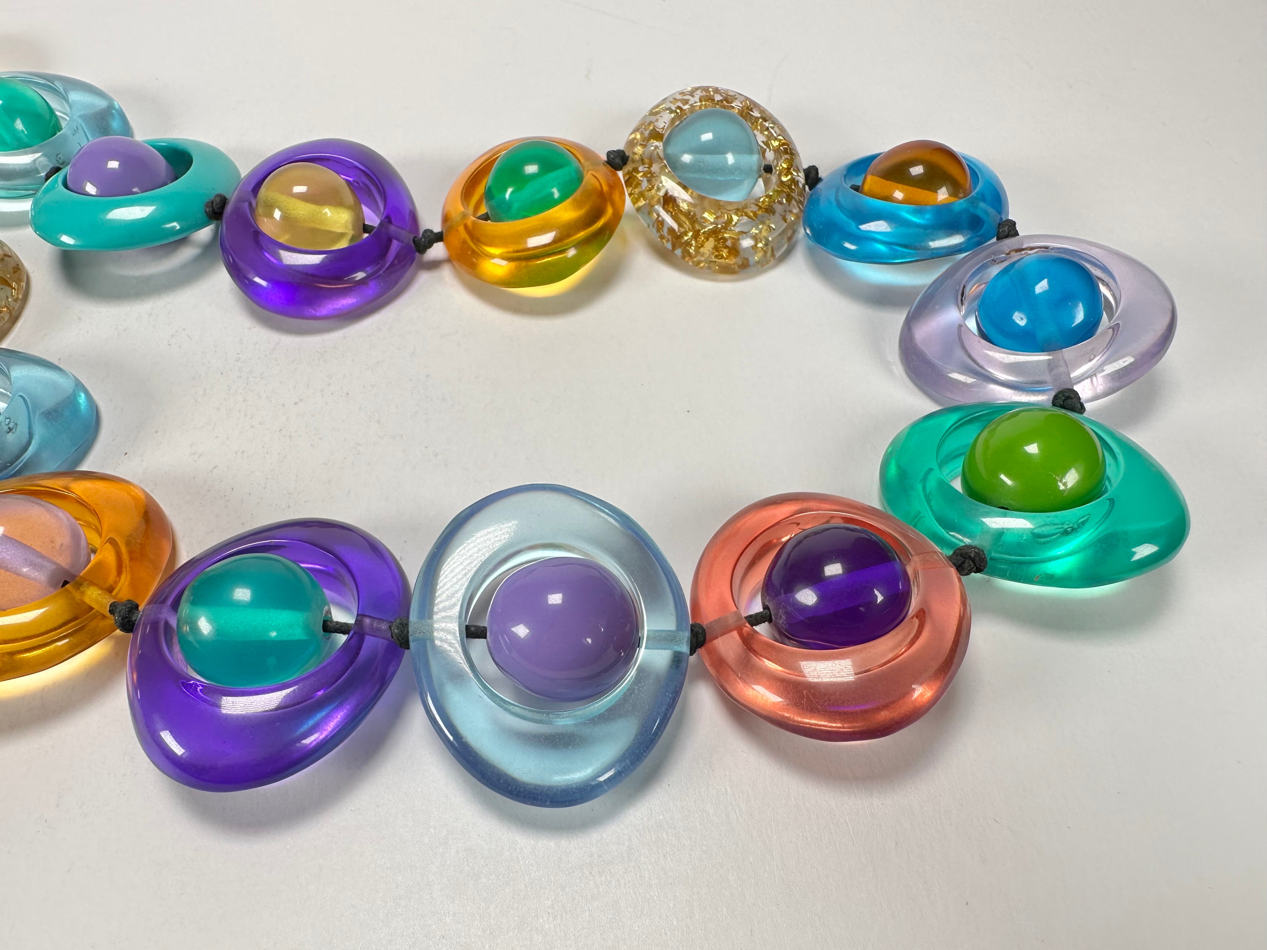 Jackie Brazil "Saturn" Transparent Paris Mix Disc & Ball Long 110cm Necklace ( N0054 )