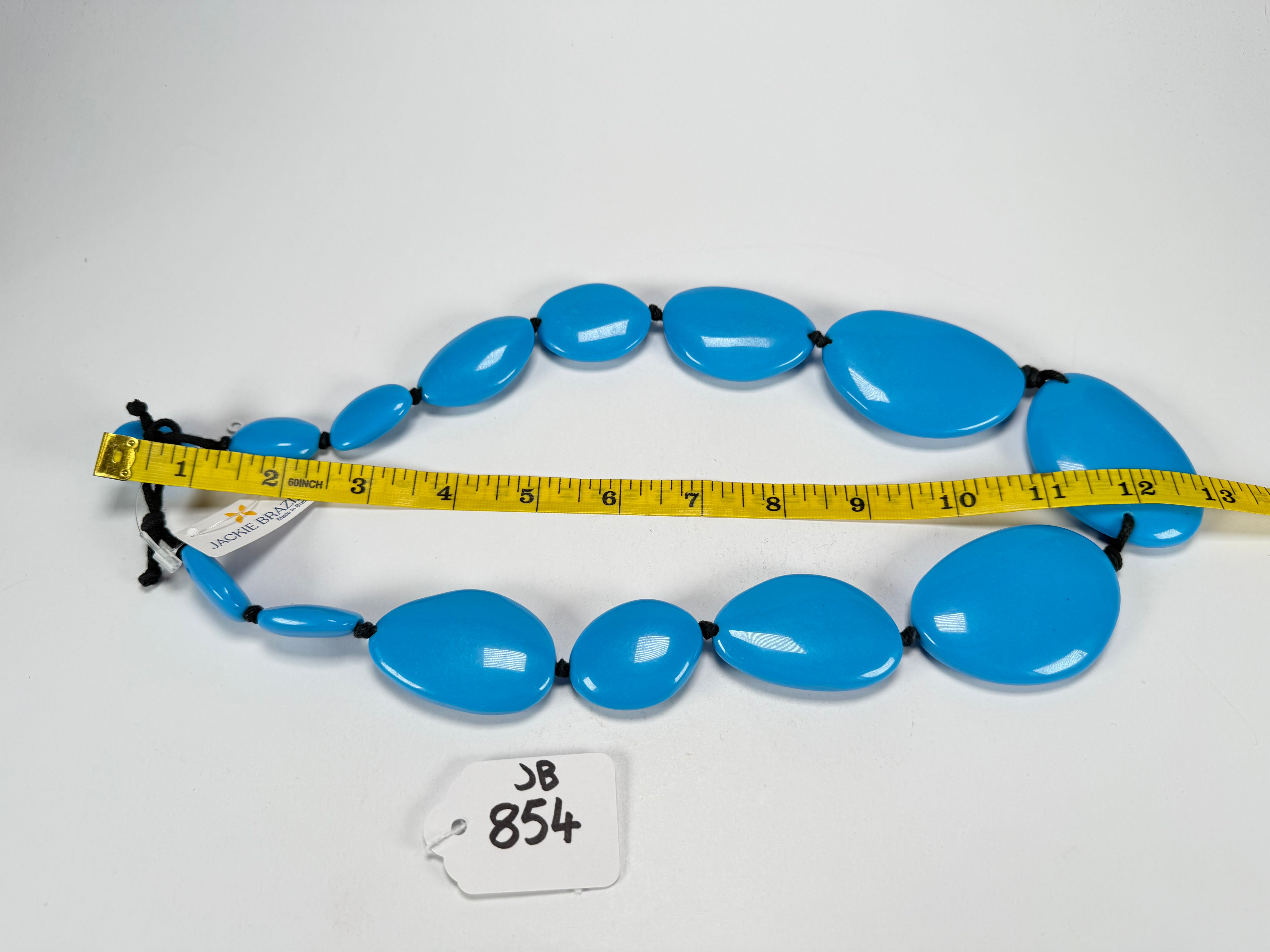 Jackie Brazil "Blue Gloss" Long Flat Riverstones 65cm Necklace ( N3700 )
