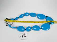 Jackie Brazil "Blue Gloss" Long Flat Riverstones 65cm Necklace ( N3700 )