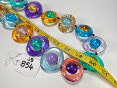 Jackie Brazil "Saturn" Transparent Paris Mix Disc & Ball Long 110cm Necklace ( N0054 )