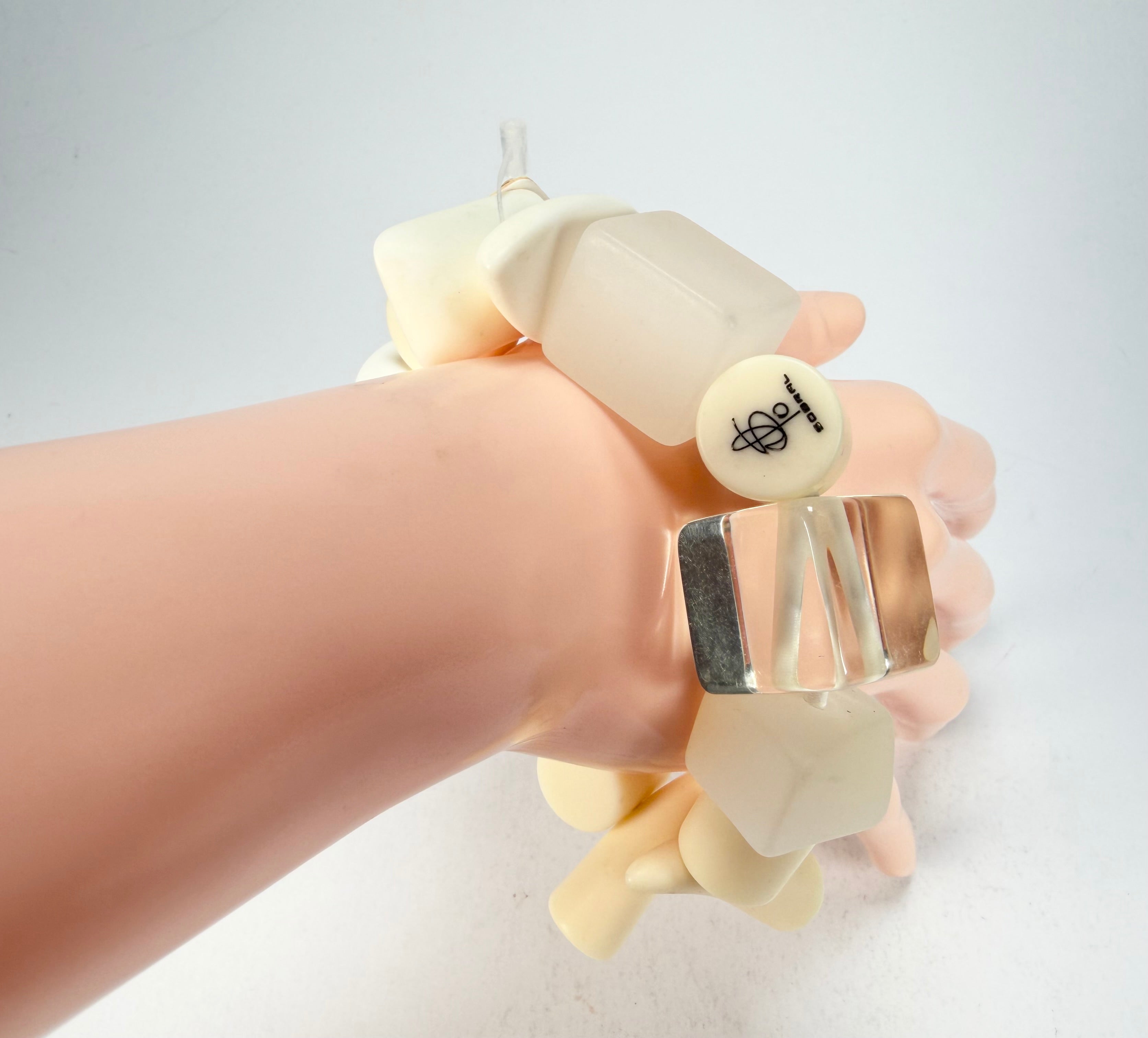 Jackie Brazil "Indiana" Cream Mix Multi Bead Resin Bracelet ( B0210 )