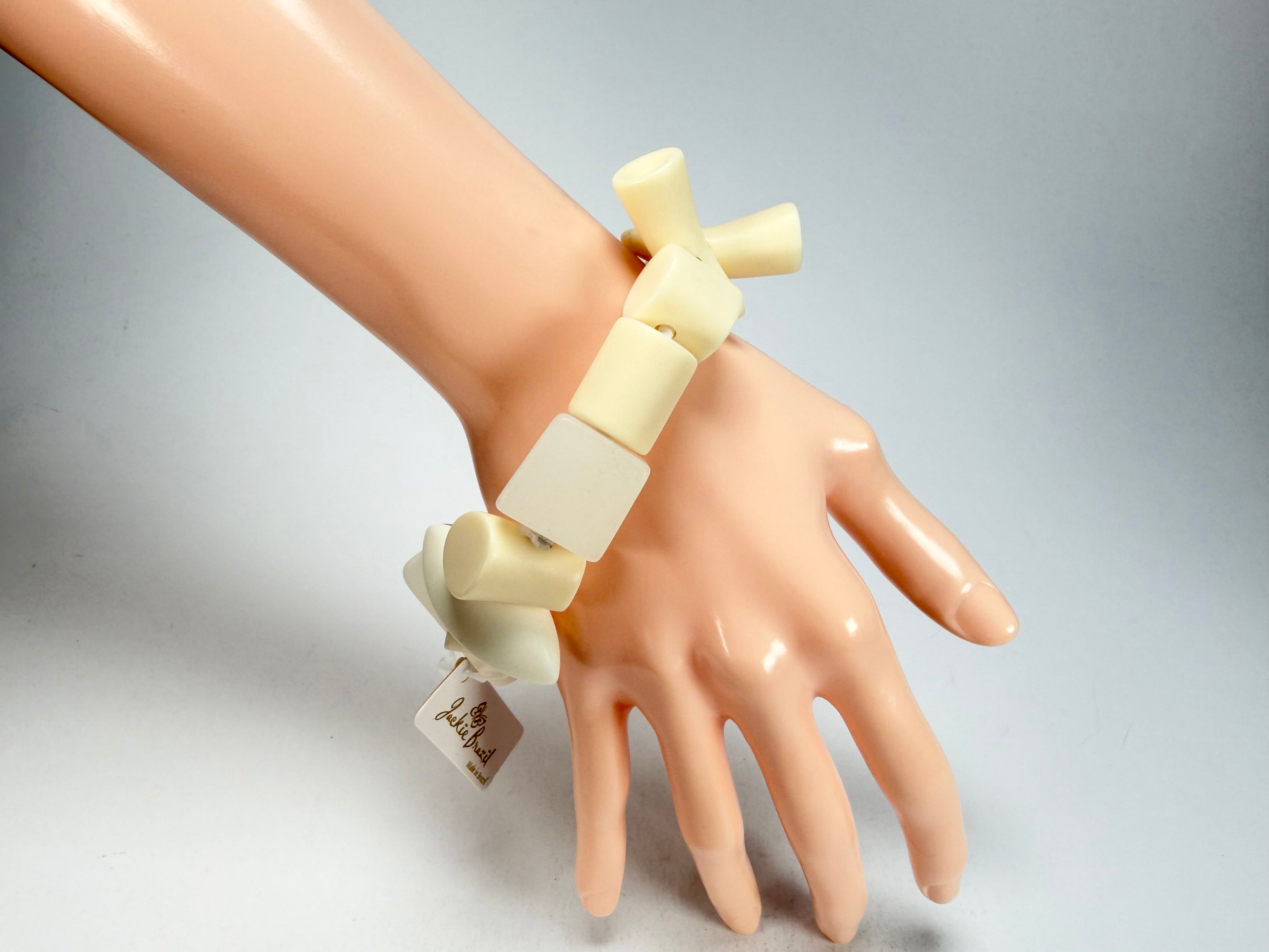 Jackie Brazil "Indiana" Cream Mix Multi Bead Resin Bracelet ( B0210 )
