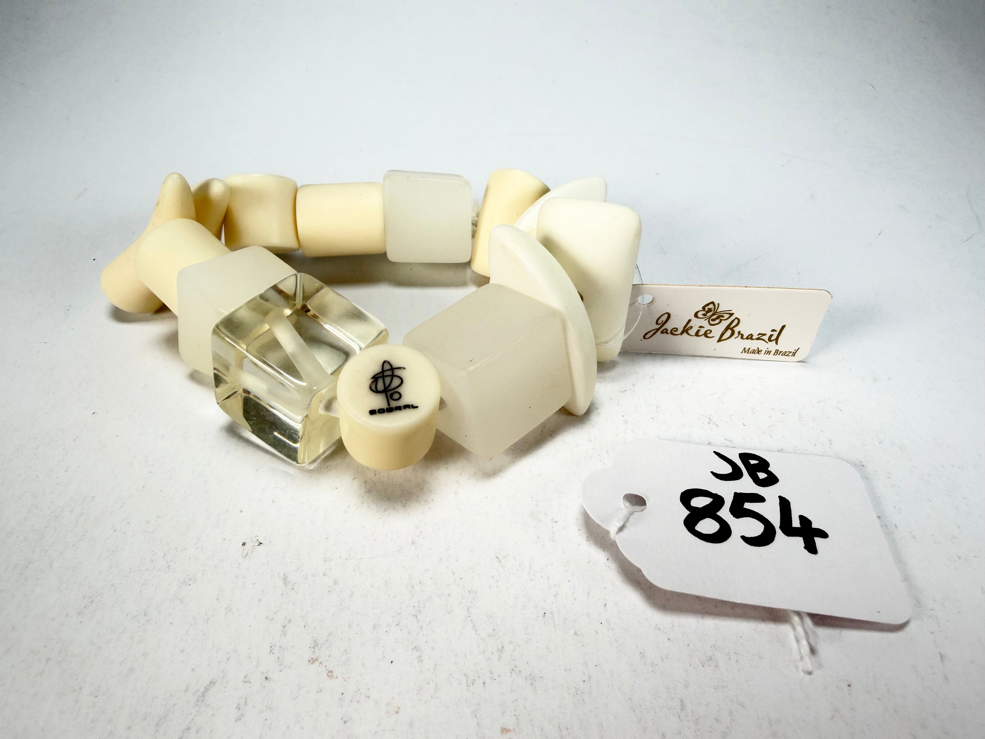 Jackie Brazil "Indiana" Cream Mix Multi Bead Resin Bracelet ( B0210 )