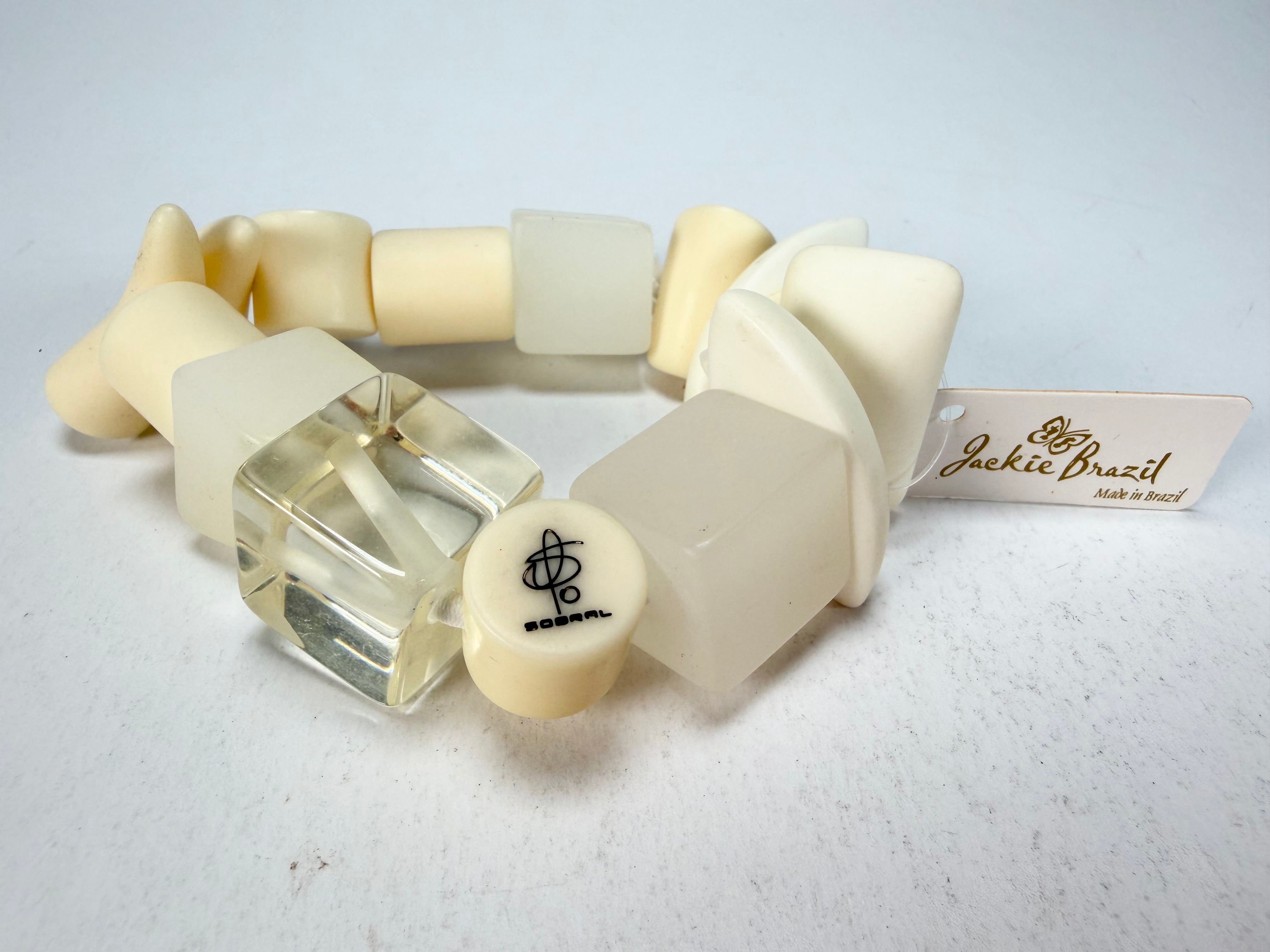 Jackie Brazil "Indiana" Cream Mix Multi Bead Resin Bracelet ( B0210 )