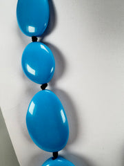 Jackie Brazil "Blue Gloss" Long Flat Riverstones 65cm Necklace ( N3700 )