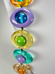 Jackie Brazil "Saturn" Transparent Paris Mix Disc & Ball Long 110cm Necklace ( N0054 )