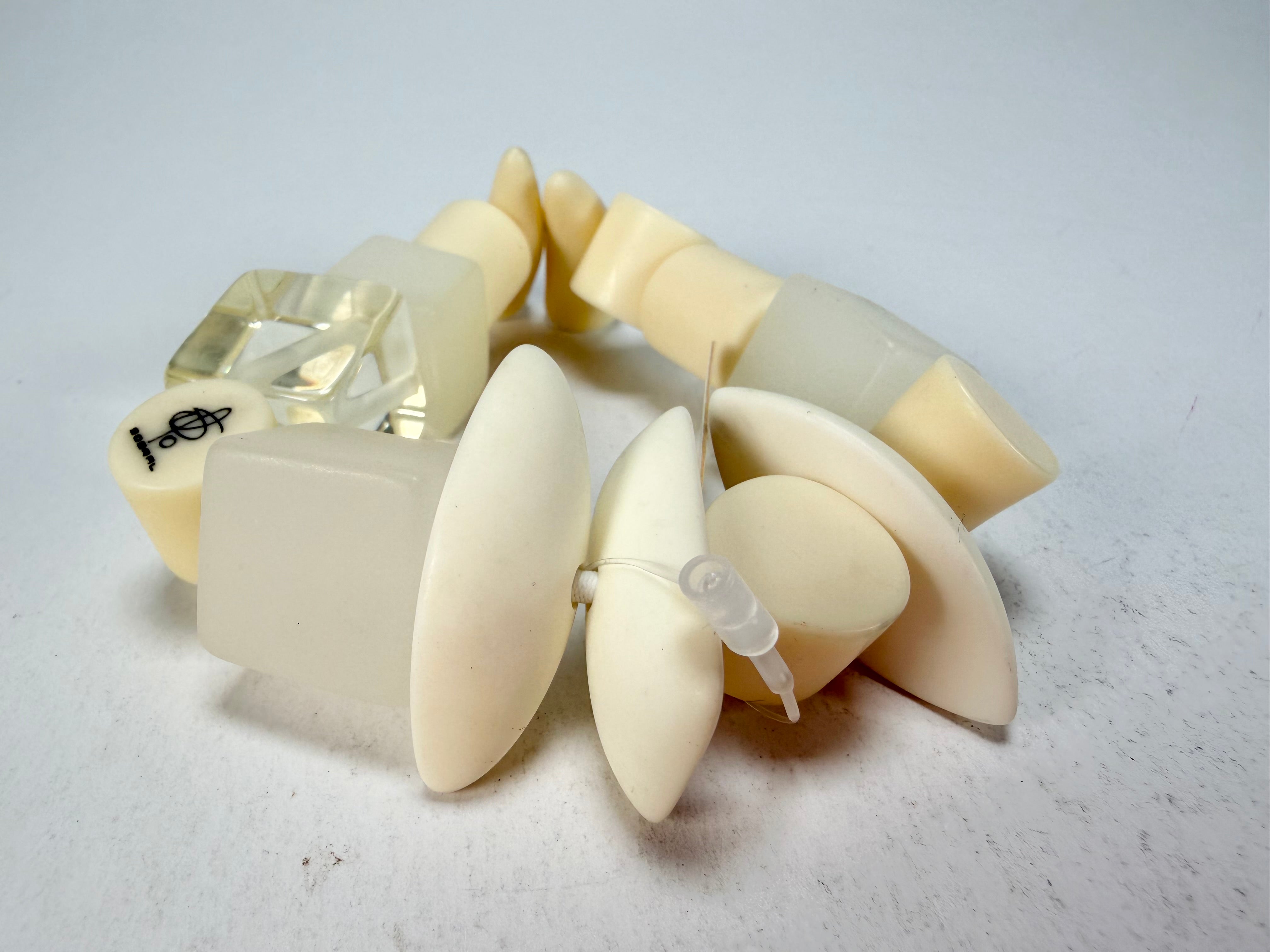 Jackie Brazil "Indiana" Cream Mix Multi Bead Resin Bracelet ( B0210 )