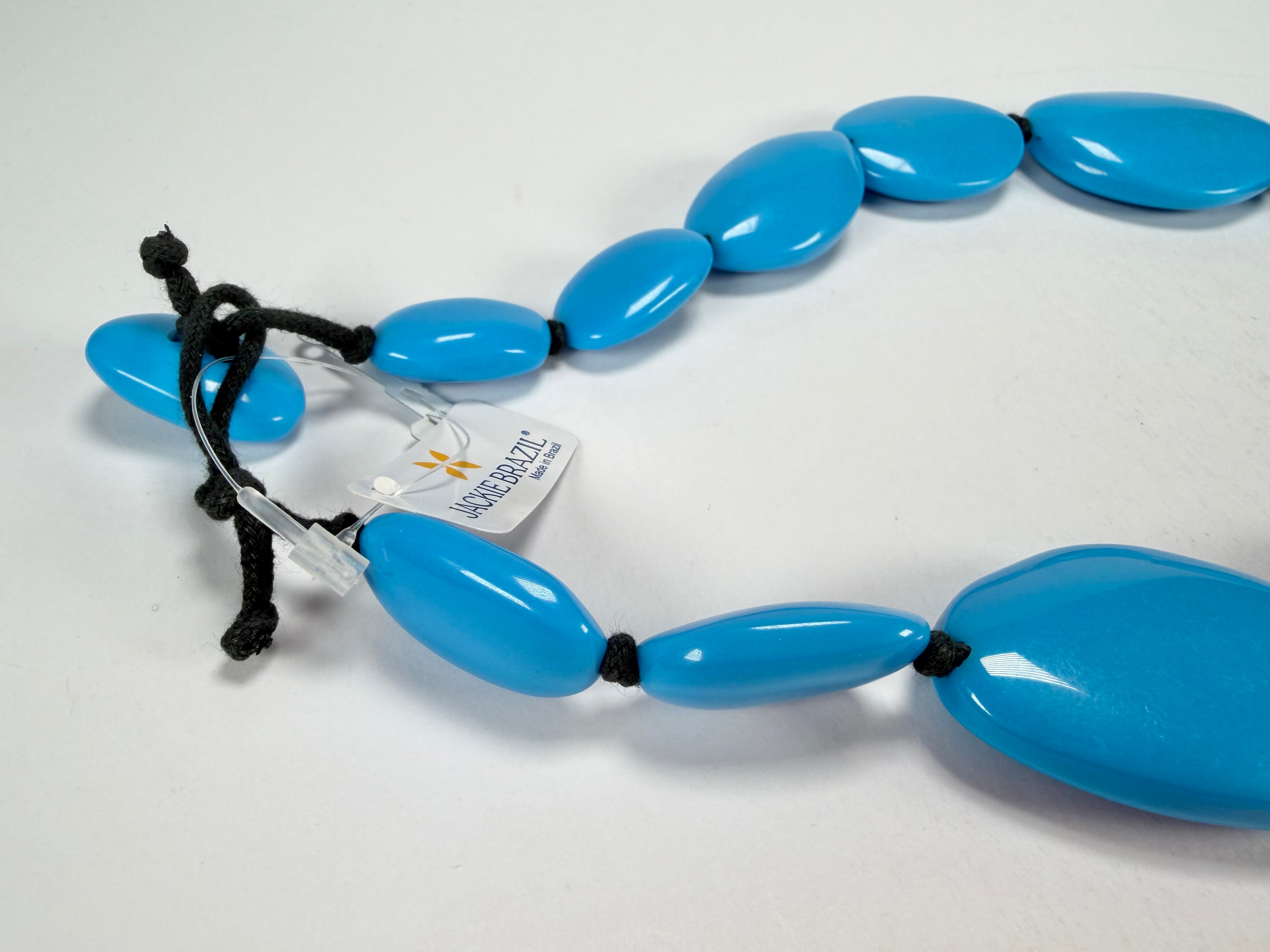 Jackie Brazil "Blue Gloss" Long Flat Riverstones 65cm Necklace ( N3700 )