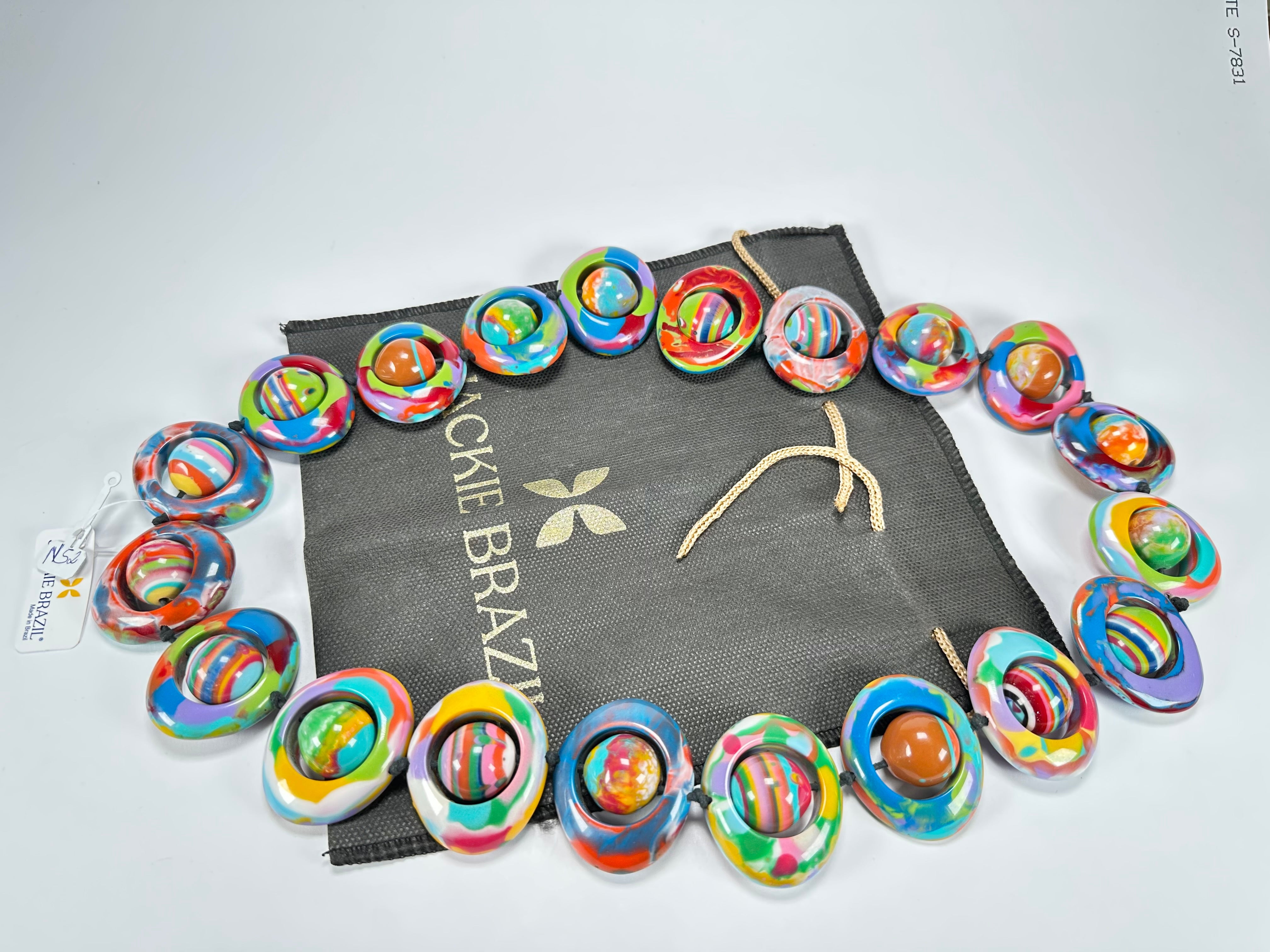 Jackie Brazil "Saturn" Kandinsky Disc & Ball Long 75cm Necklace ( N0052 )