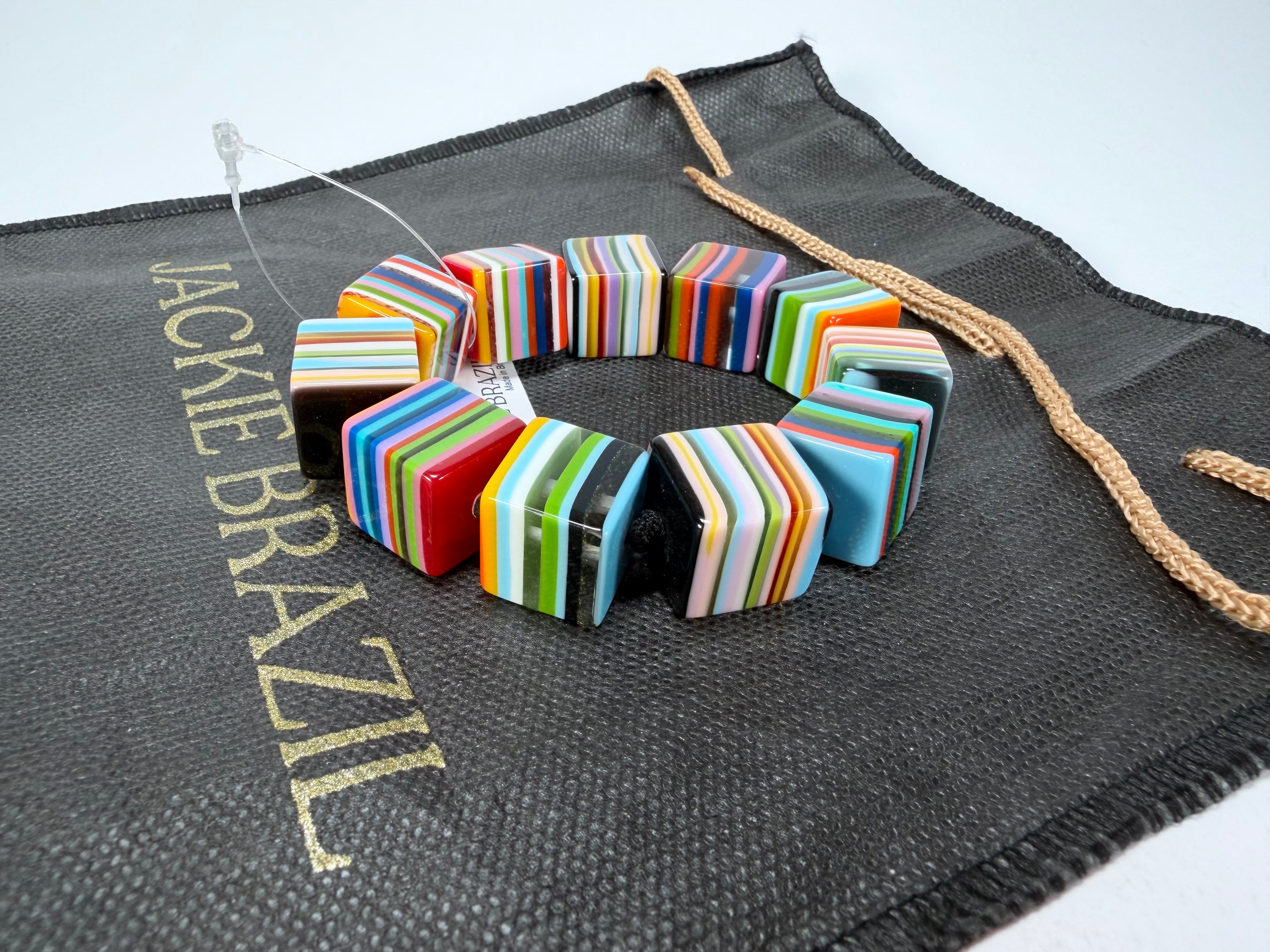 Jackie Brazil "POP" Liquorice Mix Colours Small Cubes Bracelet ( B0224 )