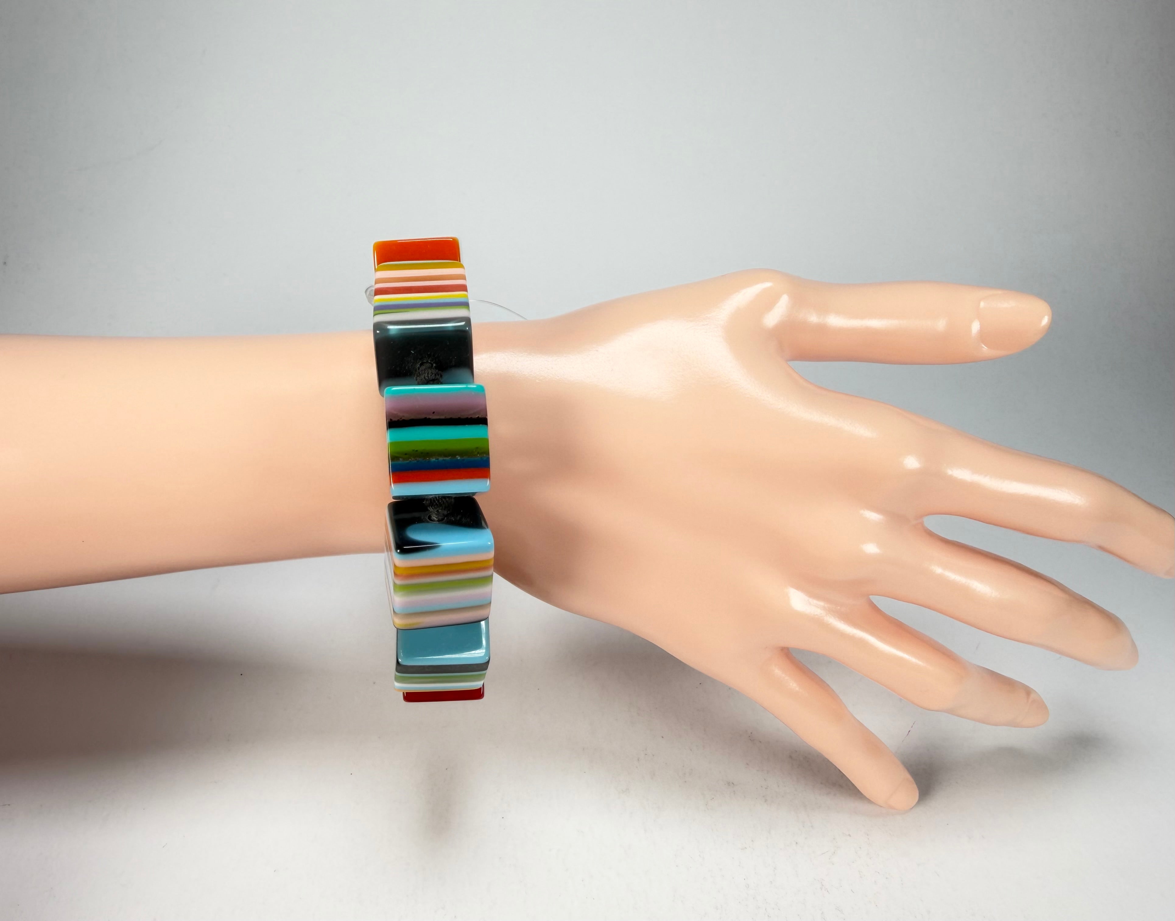 Jackie Brazil "POP" Liquorice Mix Colours Small Cubes Bracelet ( B0224 )