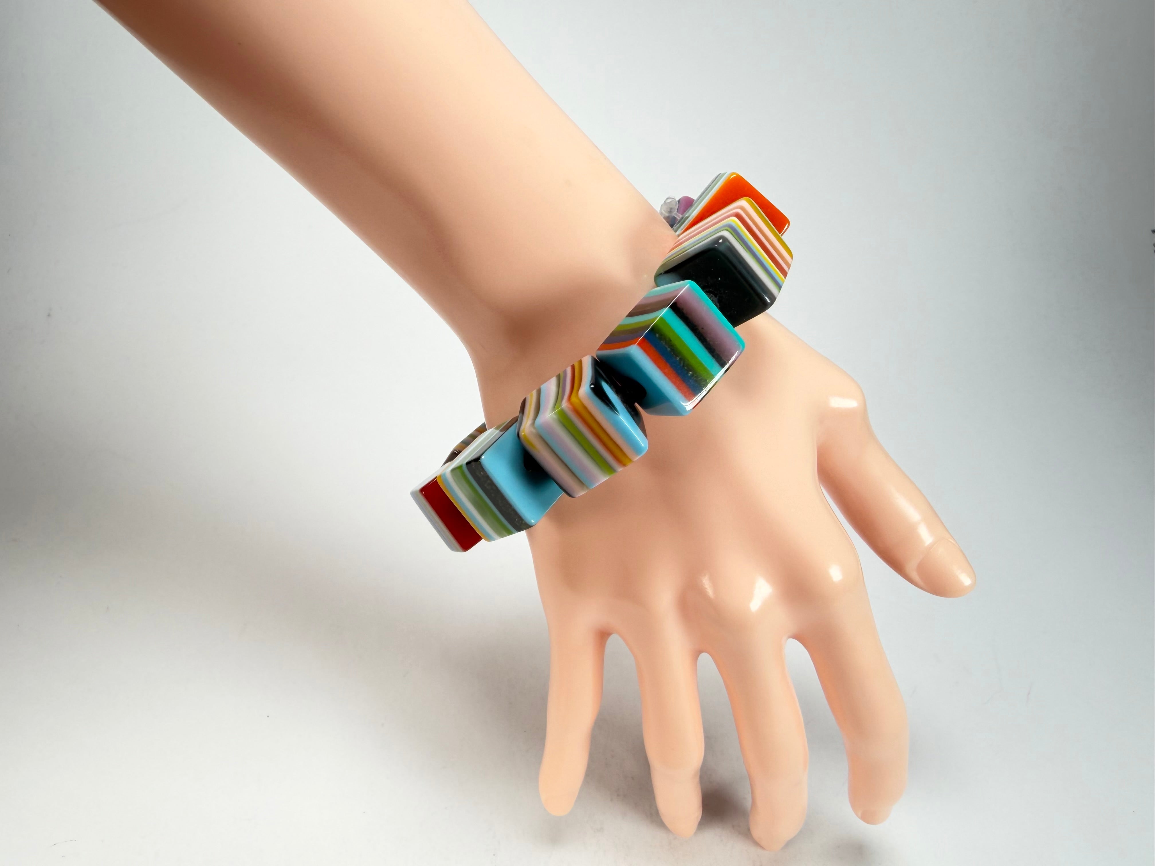 Jackie Brazil "POP" Liquorice Mix Colours Small Cubes Bracelet ( B0224 )