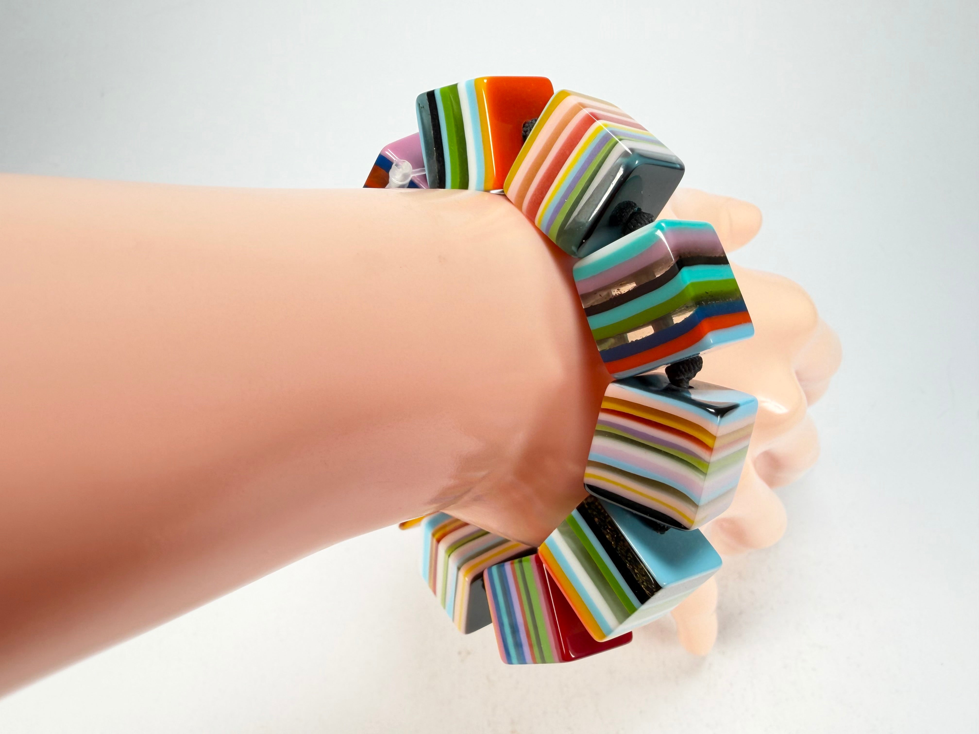 Jackie Brazil "POP" Liquorice Mix Colours Small Cubes Bracelet ( B0224 )