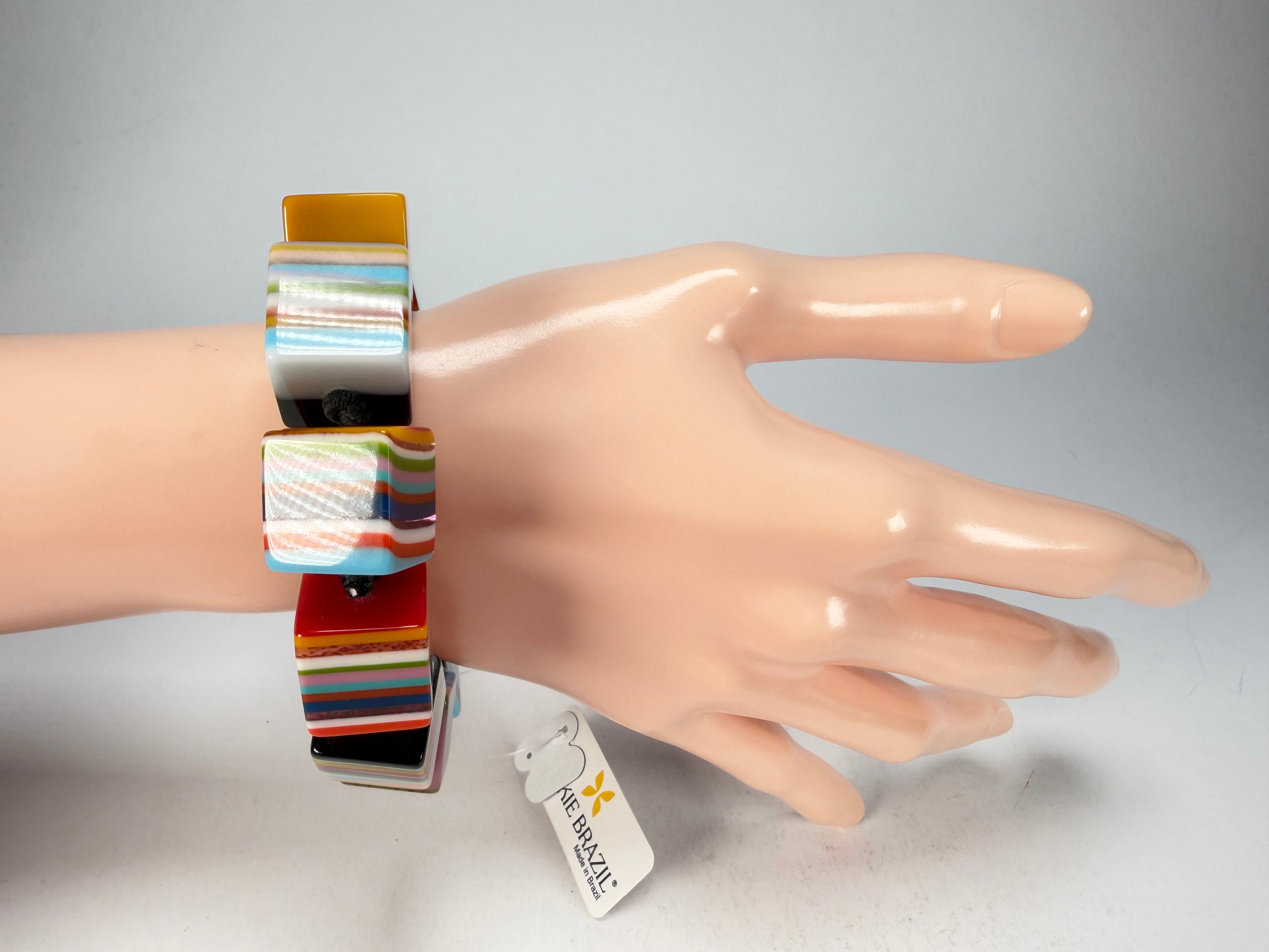 Jackie Brazil "POP" Liquorice Mix Colours Small Cubes Bracelet ( B0224 )