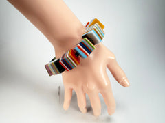 Jackie Brazil "POP" Liquorice Mix Colours Small Cubes Bracelet ( B0224 )