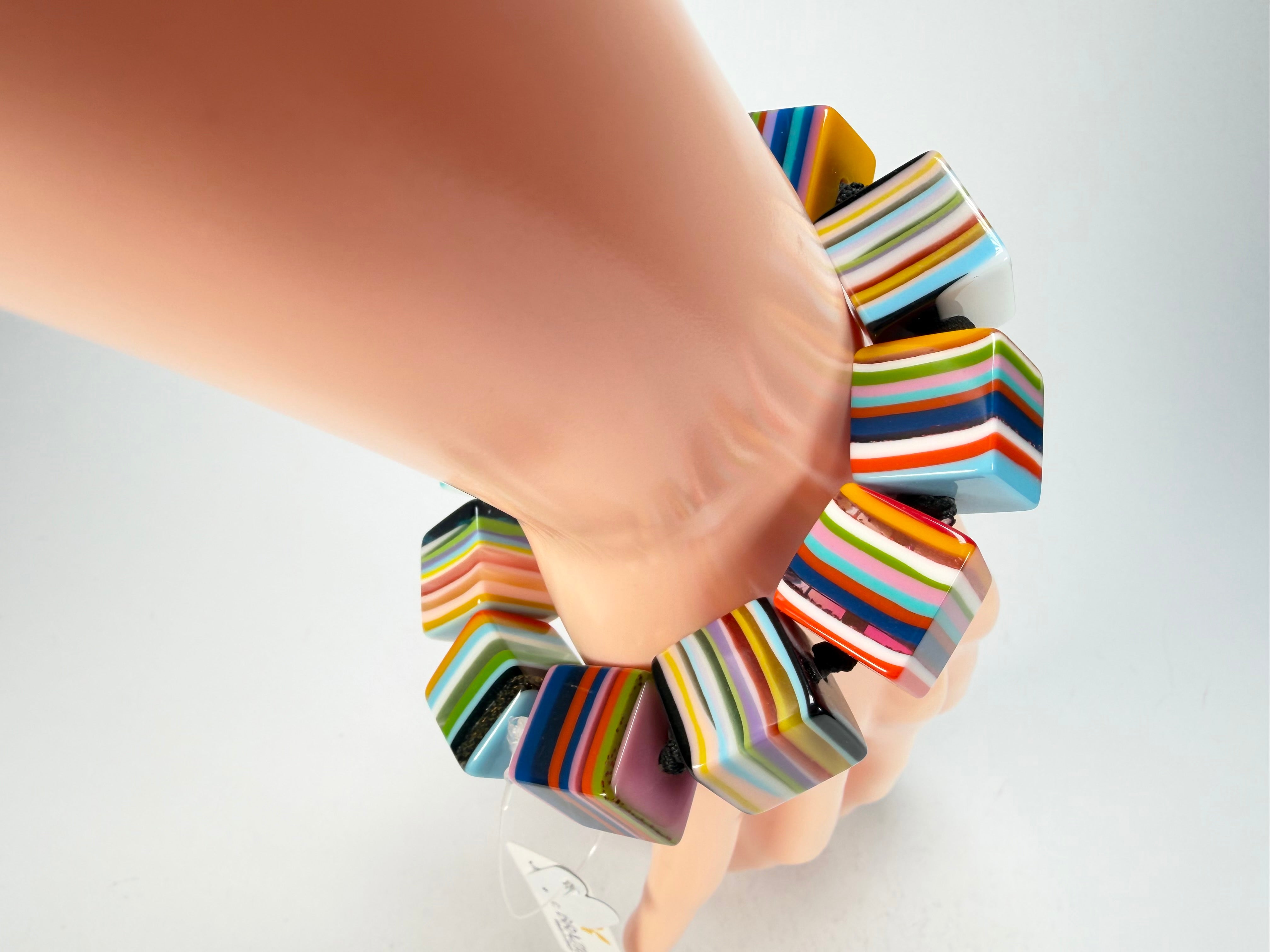 Jackie Brazil "POP" Liquorice Mix Colours Small Cubes Bracelet ( B0224 )