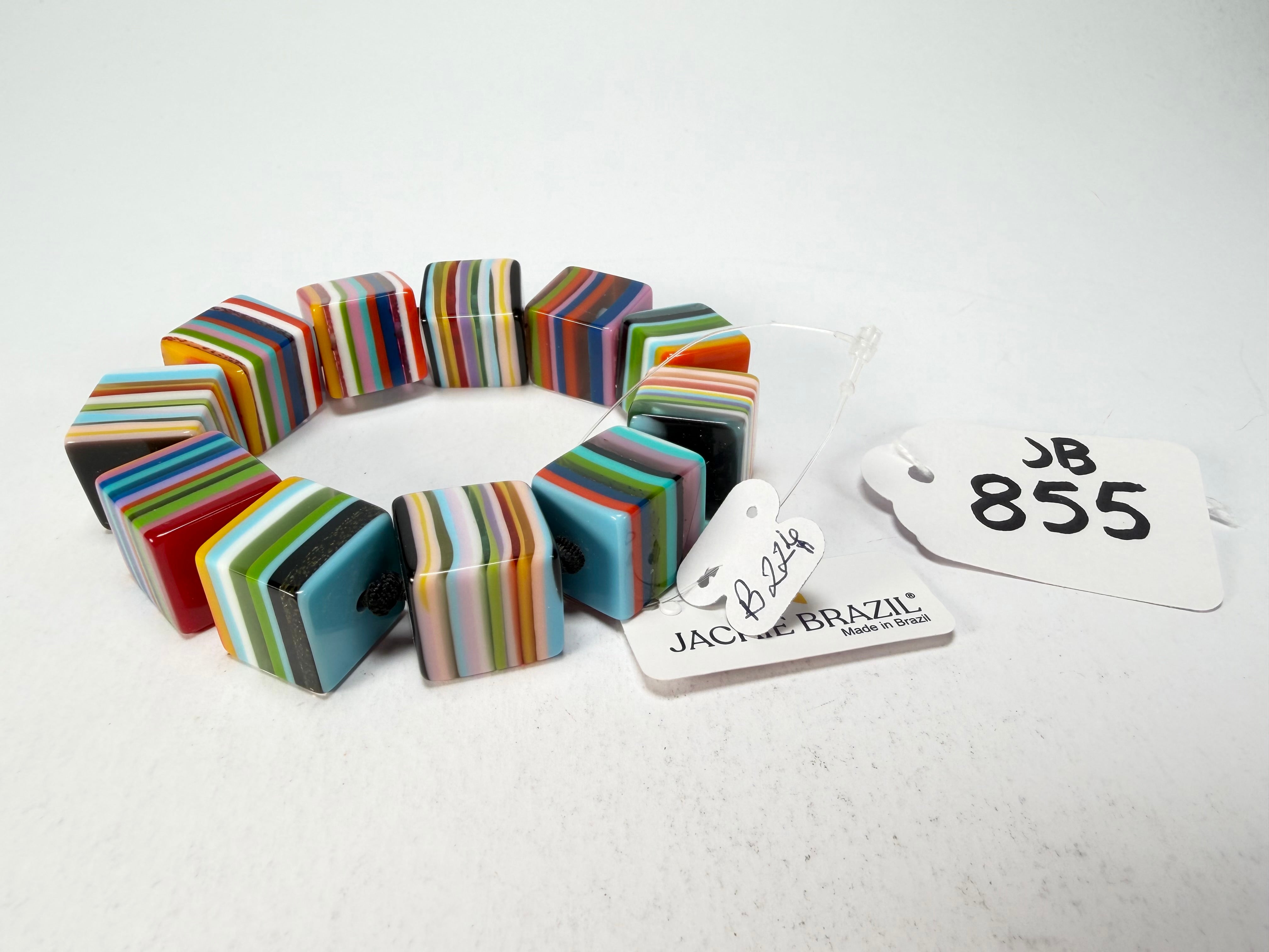 Jackie Brazil "POP" Liquorice Mix Colours Small Cubes Bracelet ( B0224 )