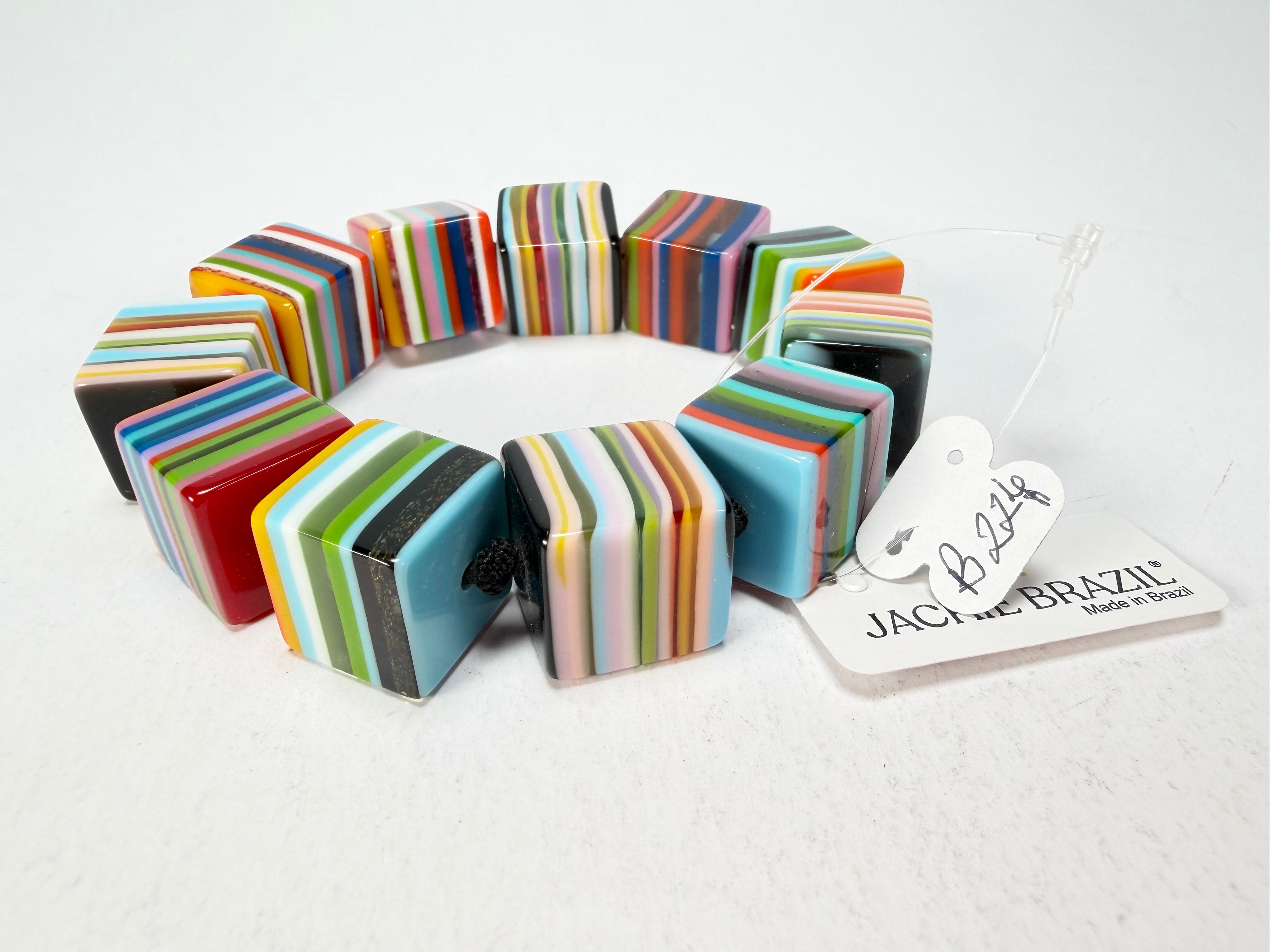 Jackie Brazil "POP" Liquorice Mix Colours Small Cubes Bracelet ( B0224 )