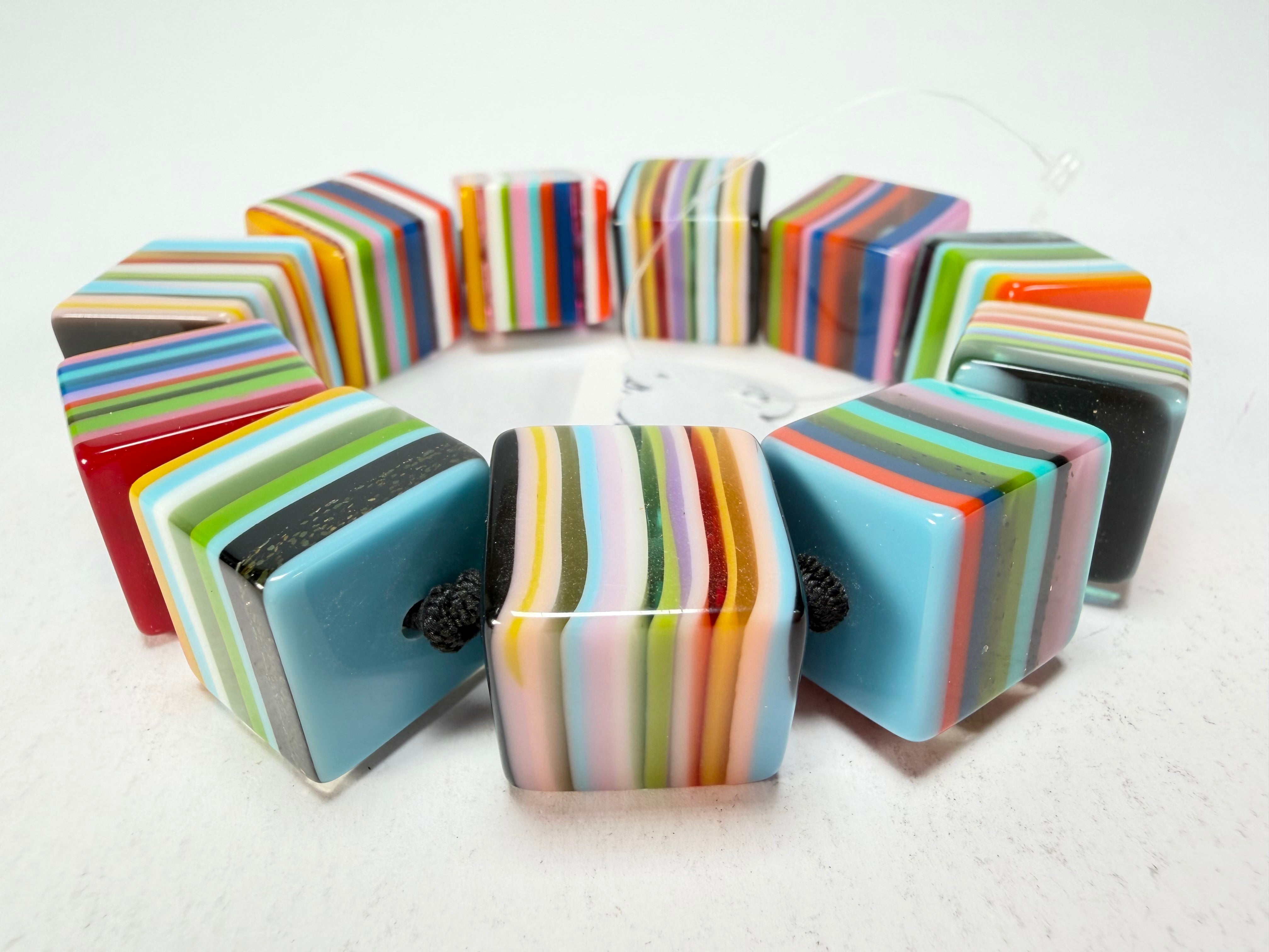 Jackie Brazil "POP" Liquorice Mix Colours Small Cubes Bracelet ( B0224 )