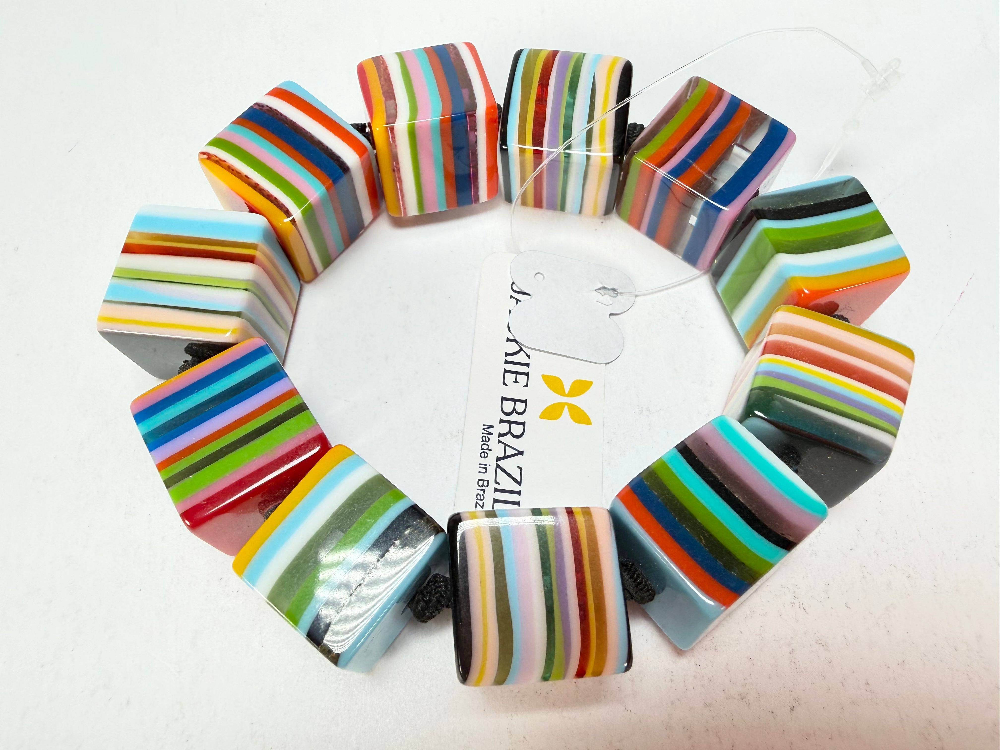 Jackie Brazil "POP" Liquorice Mix Colours Small Cubes Bracelet ( B0224 )