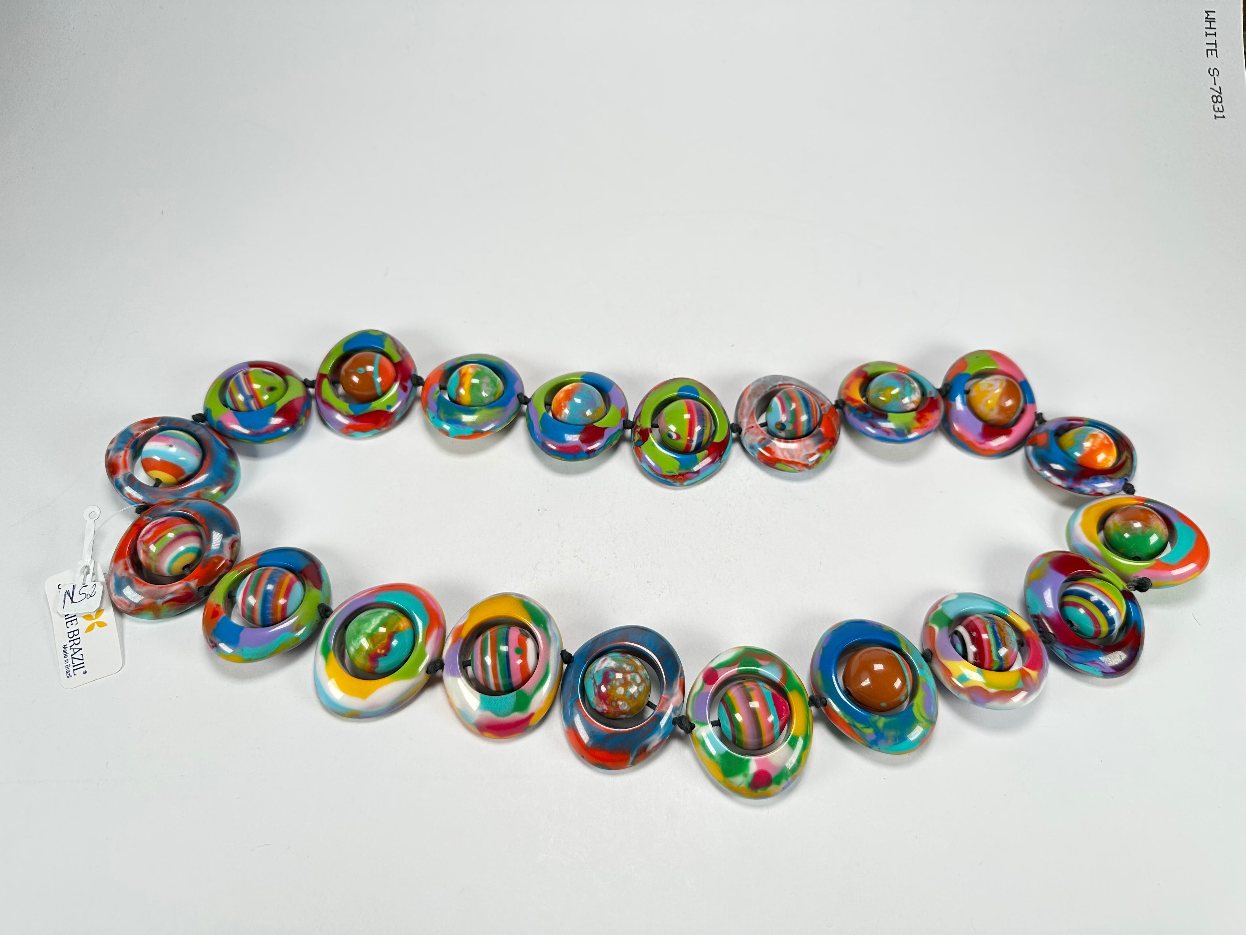 Jackie Brazil "Saturn" Kandinsky Disc & Ball Long 75cm Necklace ( N0052 )