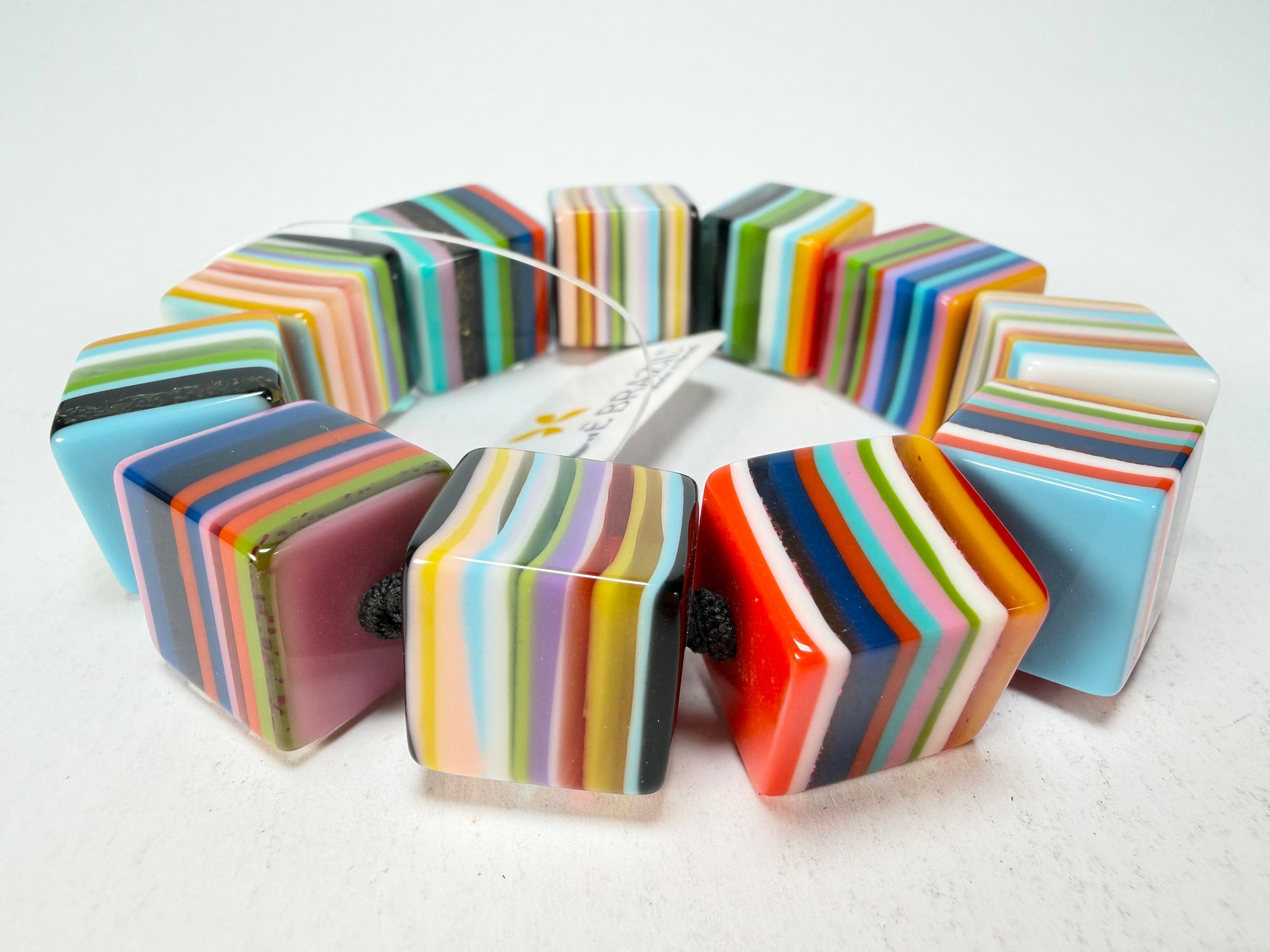 Jackie Brazil "POP" Liquorice Mix Colours Small Cubes Bracelet ( B0224 )