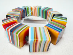 Jackie Brazil "POP" Liquorice Mix Colours Small Cubes Bracelet ( B0224 )