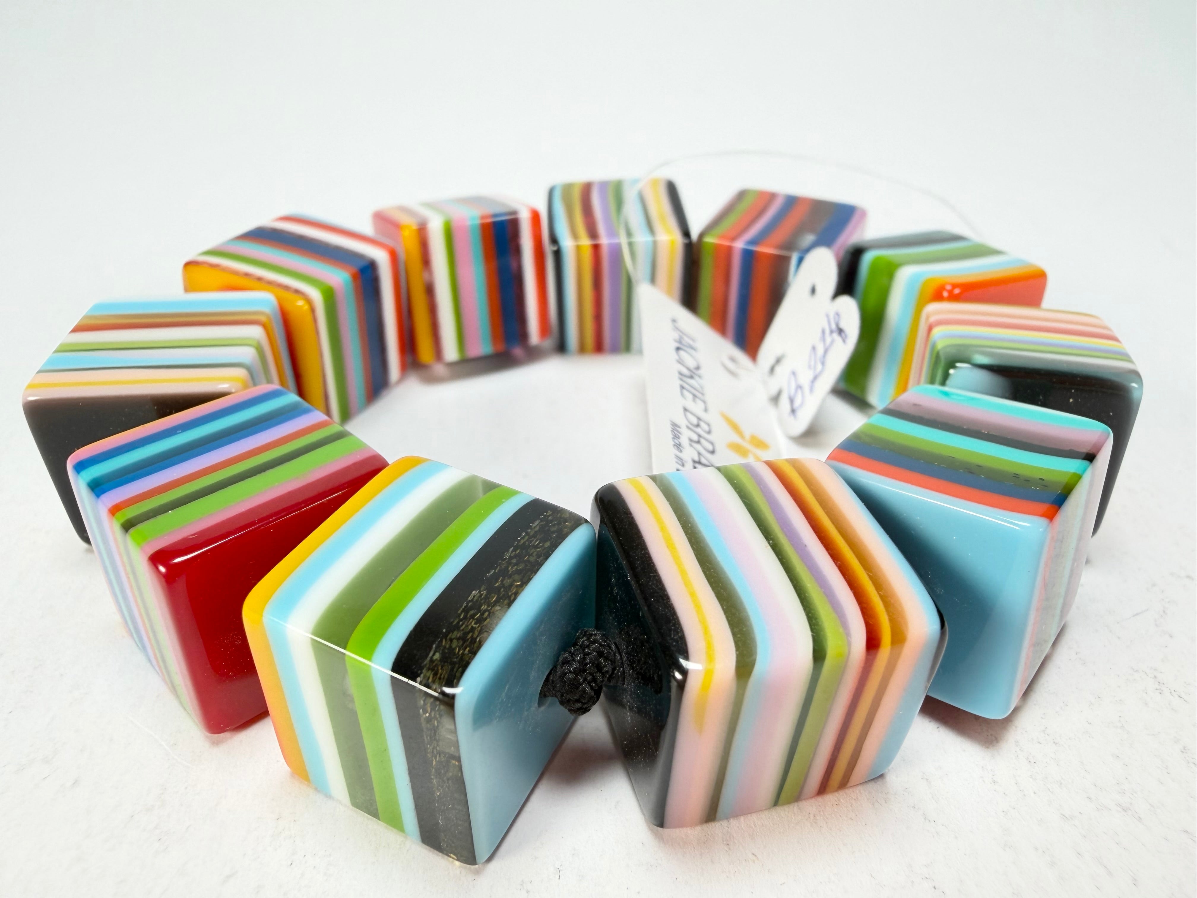 Jackie Brazil "POP" Liquorice Mix Colours Small Cubes Bracelet ( B0224 )