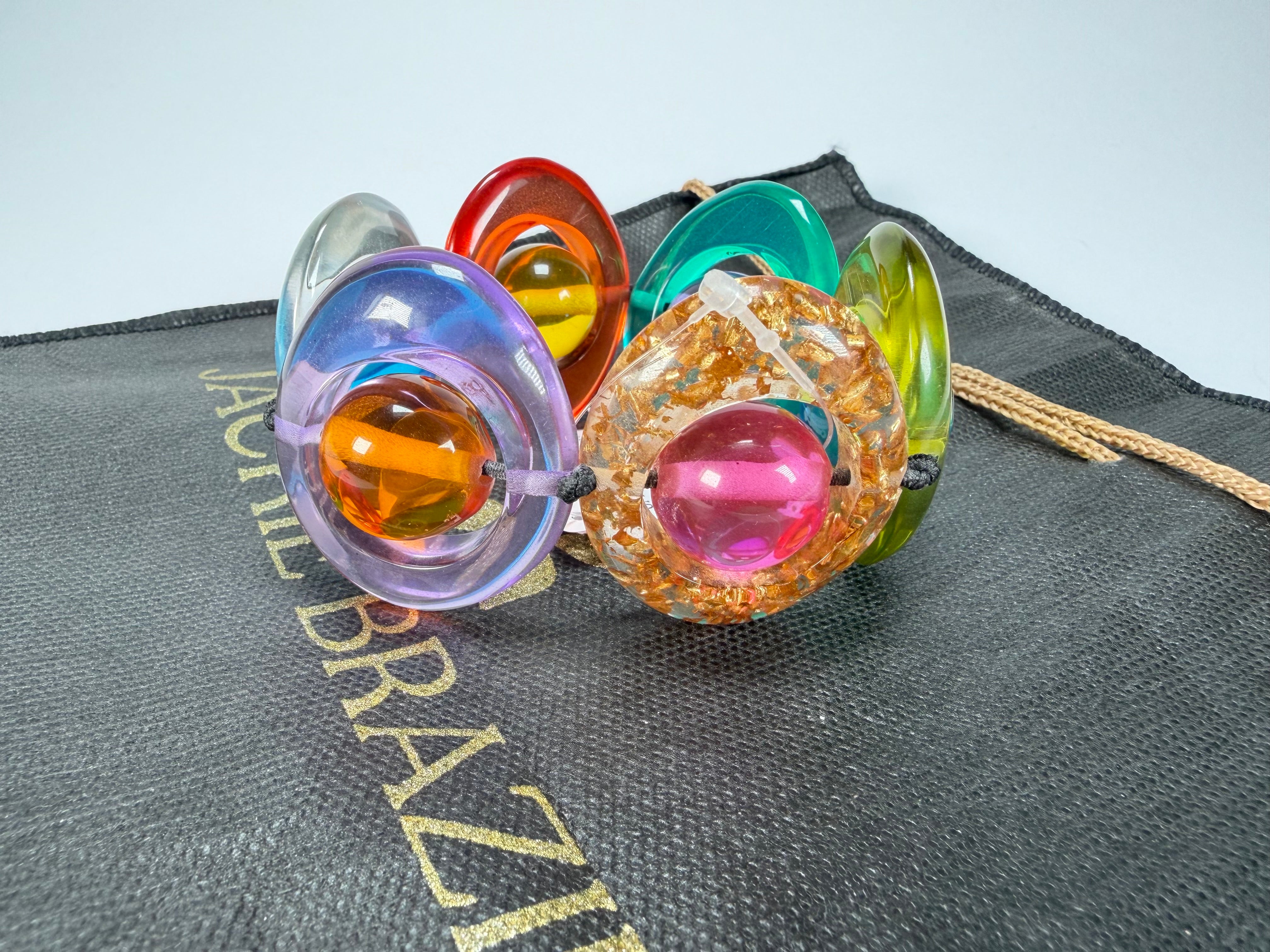 Jackie Brazil "Saturn" Transparent Summer Mix Disc & Ball Elastic Bracelet ( B0052 )