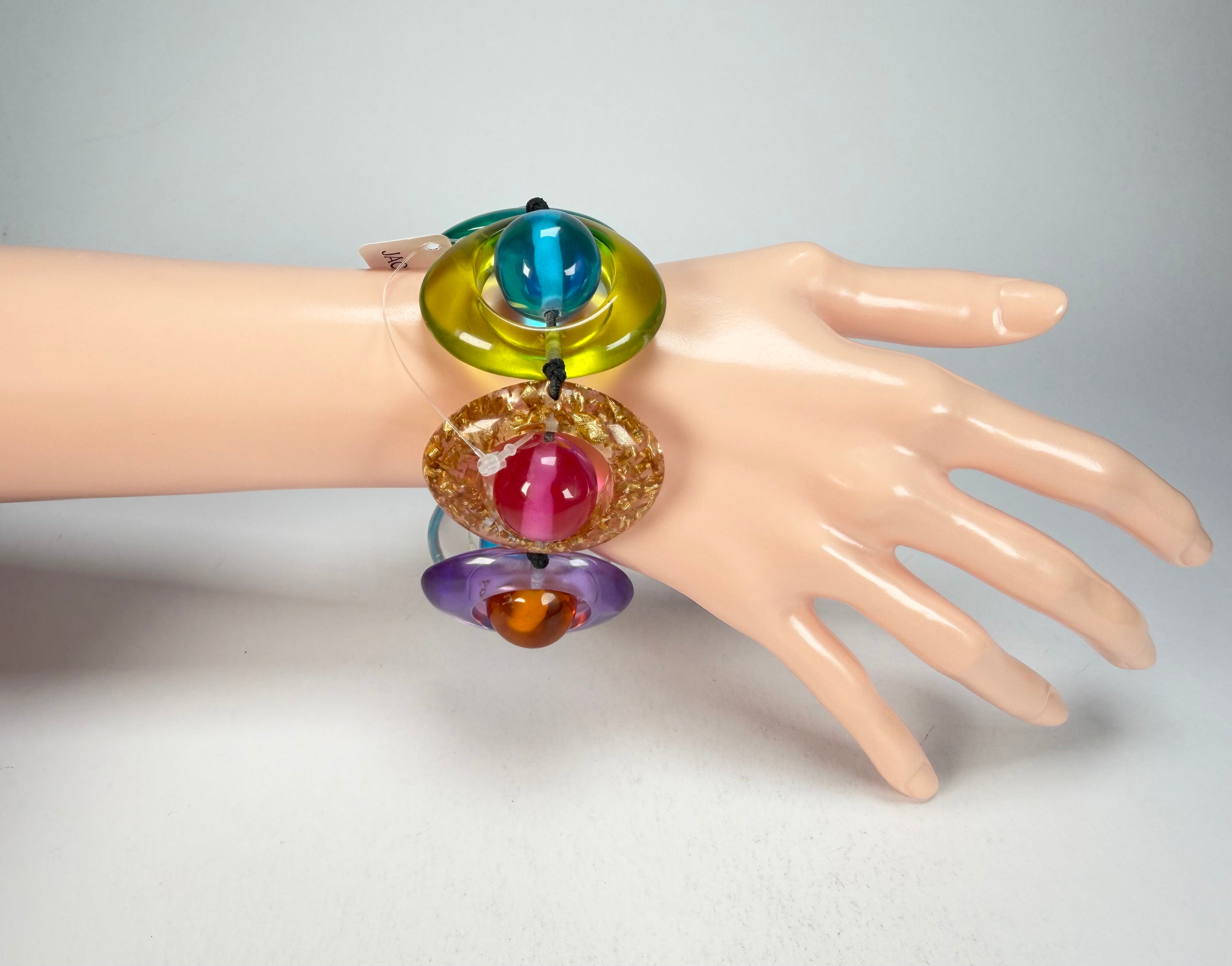 Jackie Brazil "Saturn" Transparent Summer Mix Disc & Ball Elastic Bracelet ( B0052 )