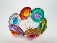 Jackie Brazil "Saturn" Transparent Summer Mix Disc & Ball Elastic Bracelet ( B0052 )
