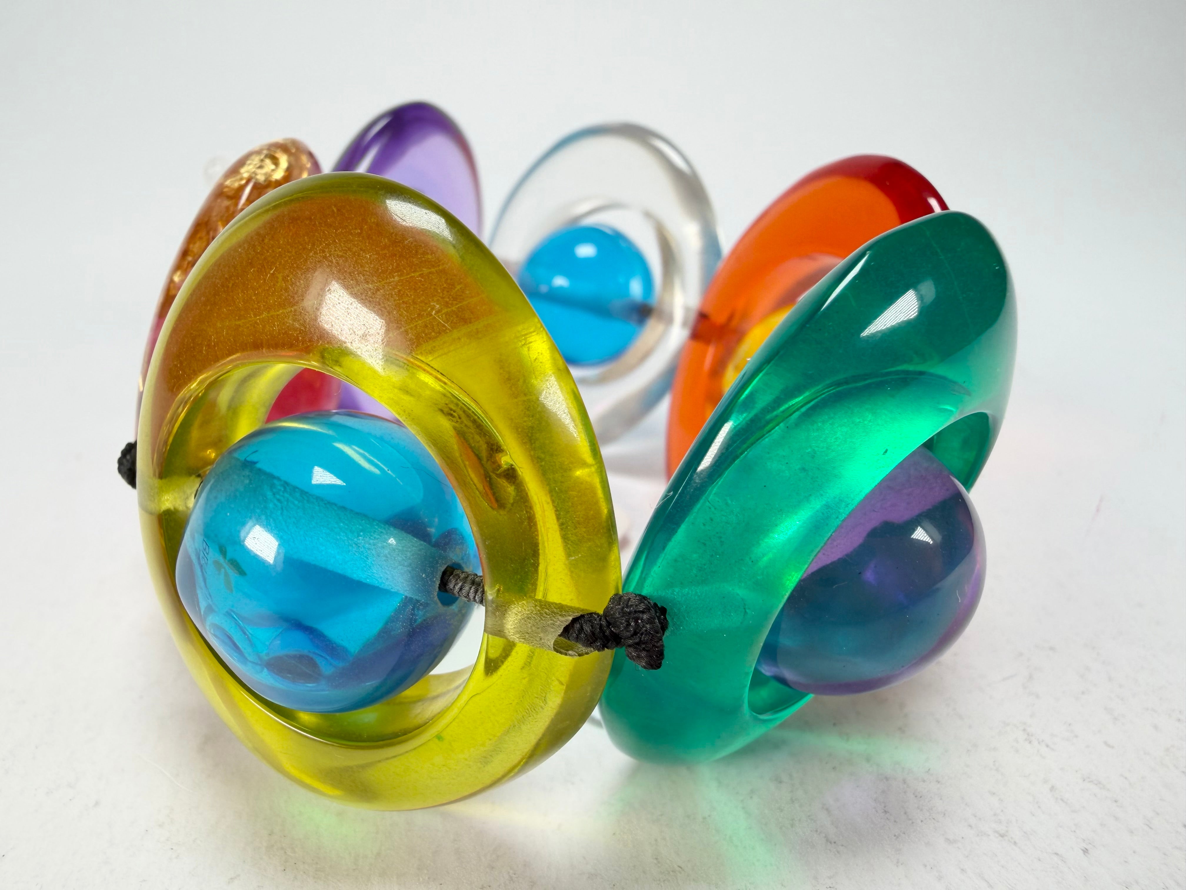 Jackie Brazil "Saturn" Transparent Summer Mix Disc & Ball Elastic Bracelet ( B0052 )