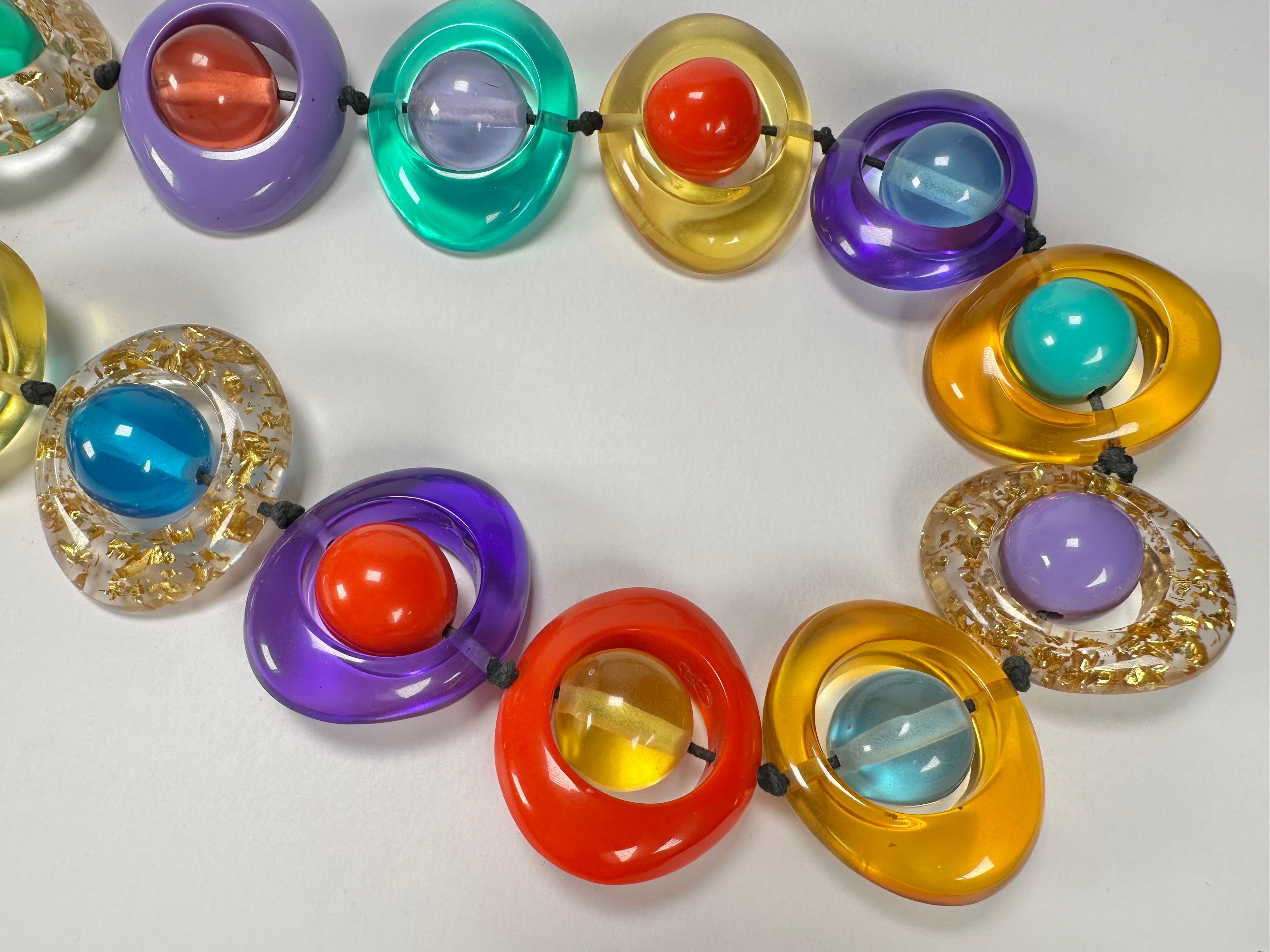 Jackie Brazil "Saturn" Transparent Paris Mix Disc & Ball Long 110cm Necklace ( N0054 )