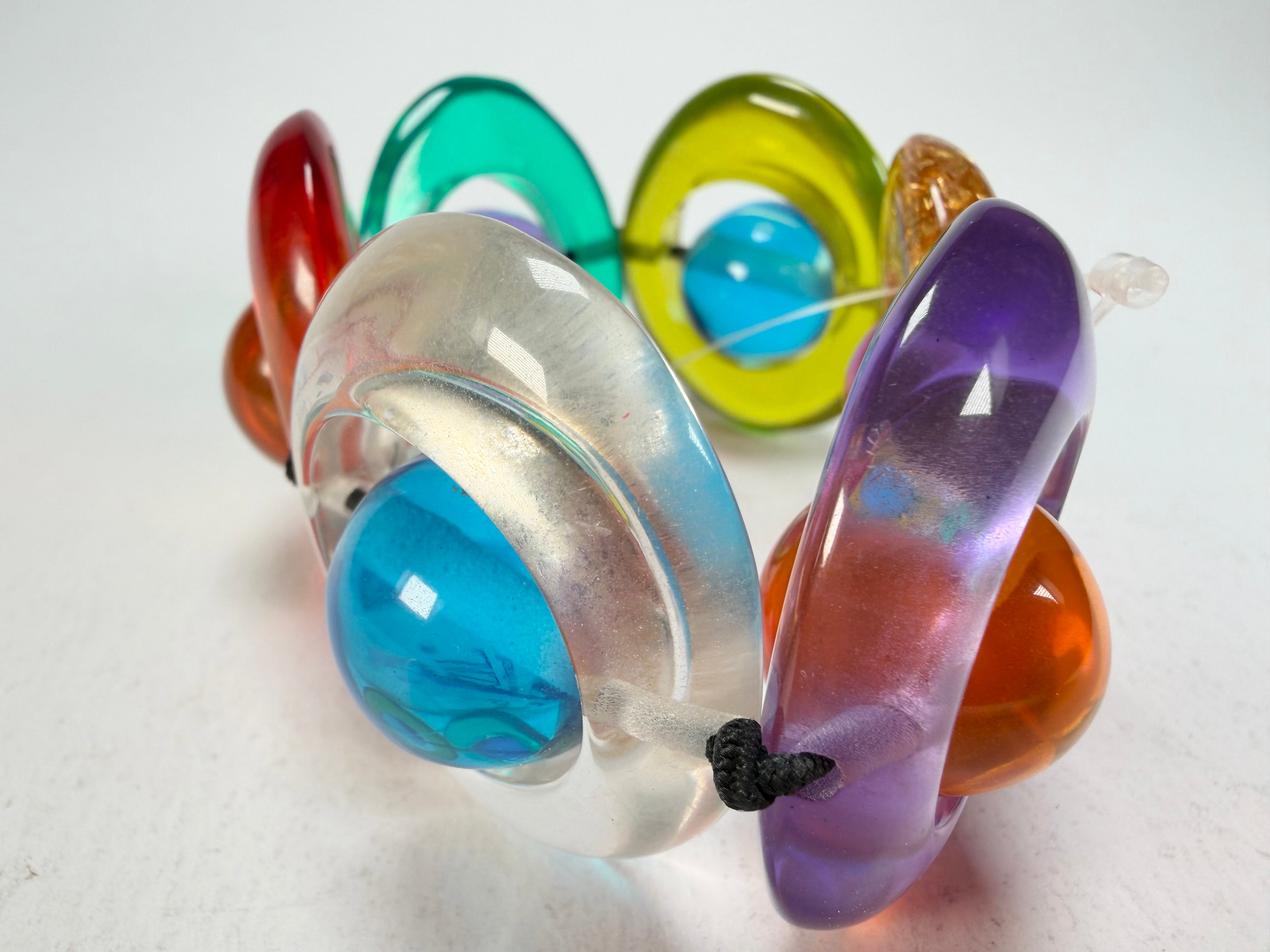 Jackie Brazil "Saturn" Transparent Summer Mix Disc & Ball Elastic Bracelet ( B0052 )