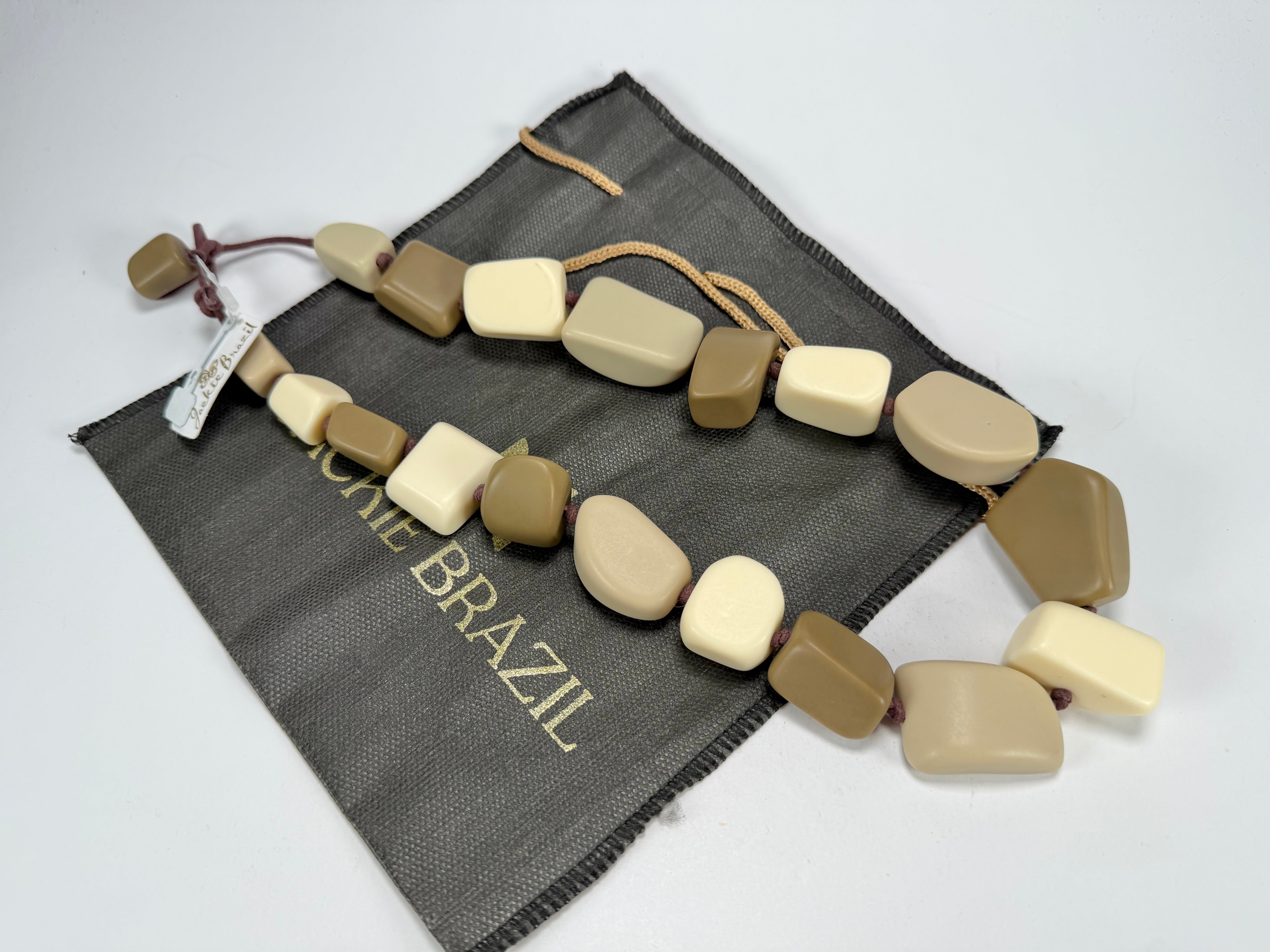 Jackie Brazil "Natural" Boheme Large Stones 55cm Resin Necklace ( N0378 )