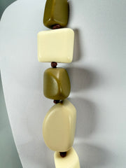 Jackie Brazil "Natural" Boheme Large Stones 55cm Resin Necklace ( N0378 )