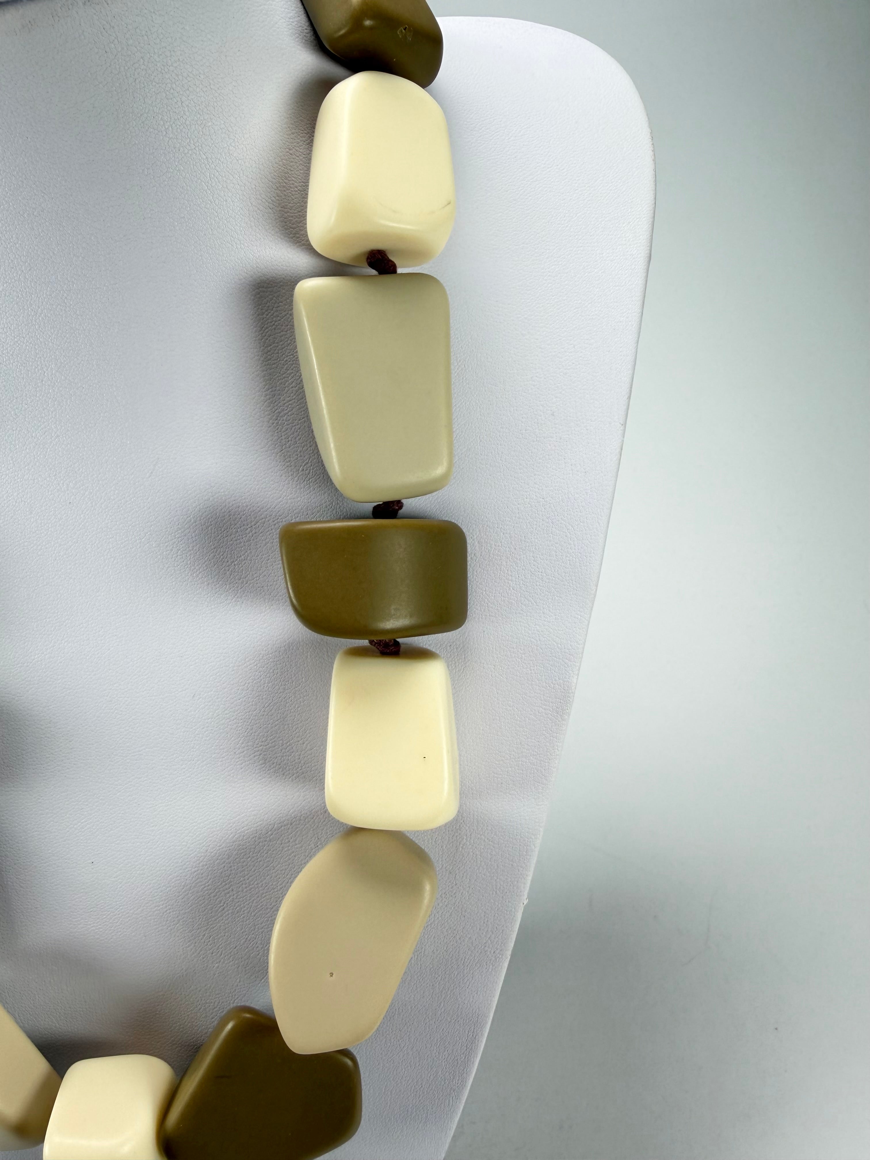 Jackie Brazil "Natural" Boheme Large Stones 55cm Resin Necklace ( N0378 )