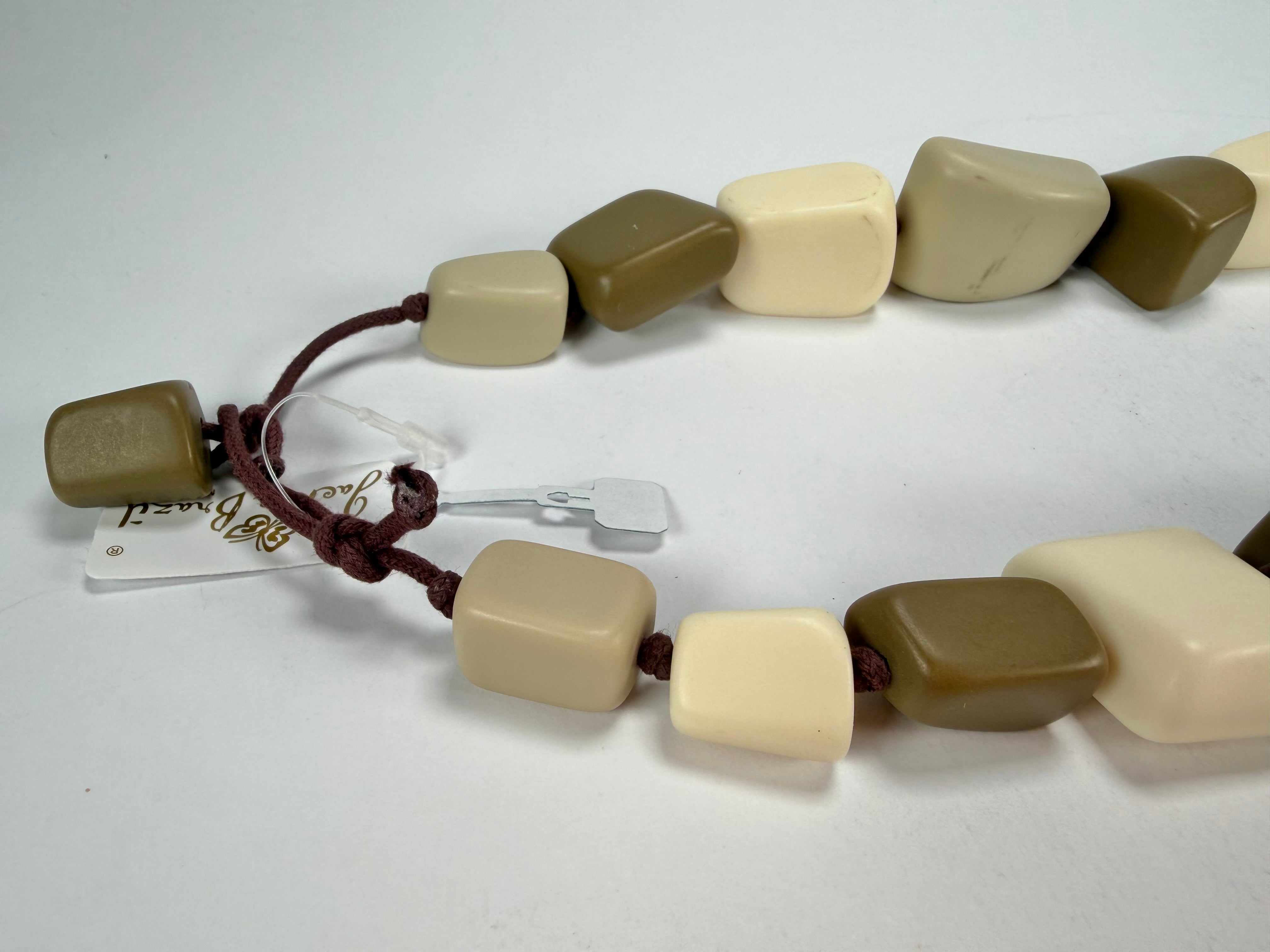 Jackie Brazil "Natural" Boheme Large Stones 55cm Resin Necklace ( N0378 )