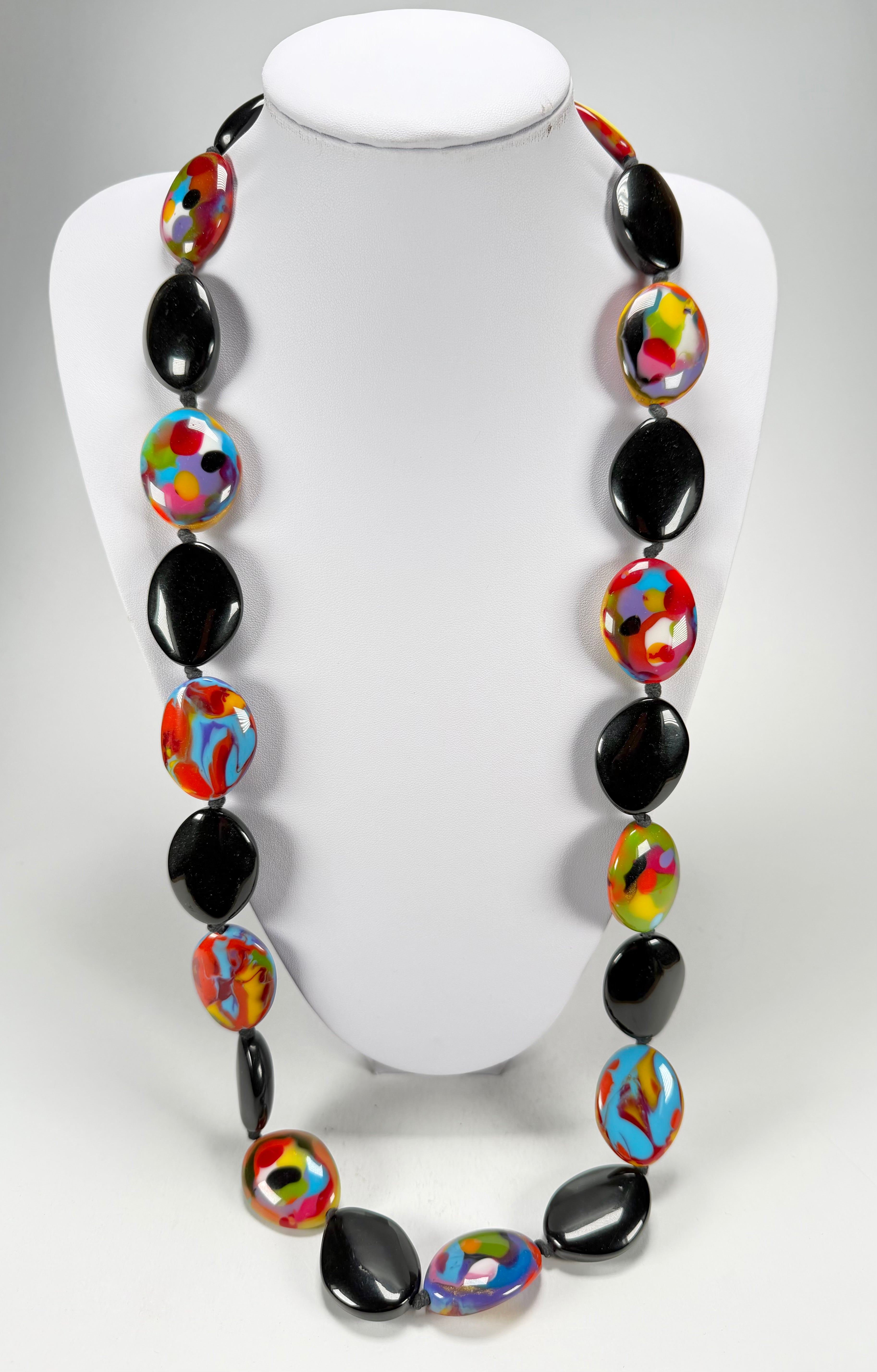 Jackie Brazil "Kathy" Black & Kandinsky Small Riverstones 100cm Necklace ( N3760 )