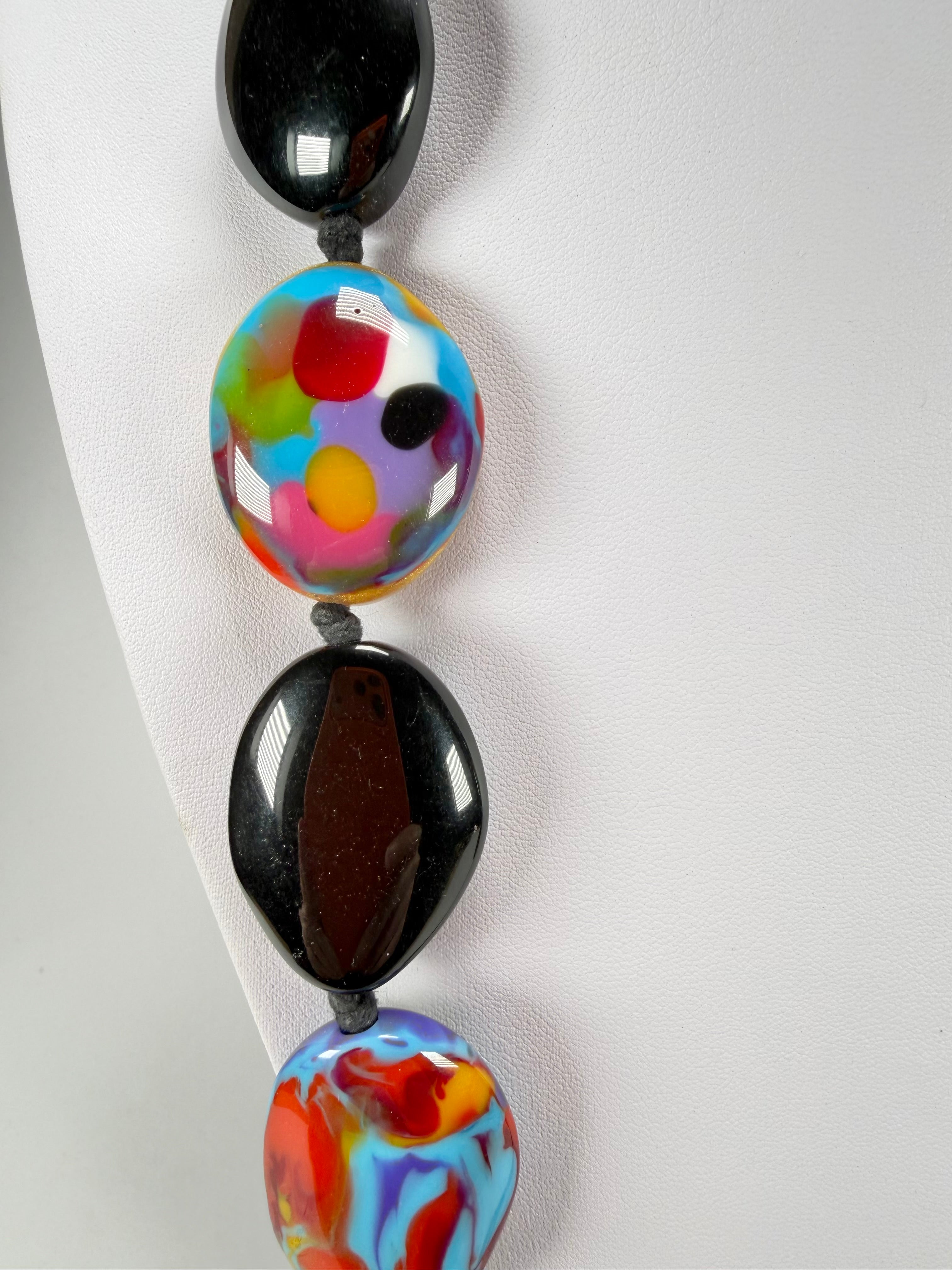 Jackie Brazil "Kathy" Black & Kandinsky Small Riverstones 100cm Necklace ( N3760 )