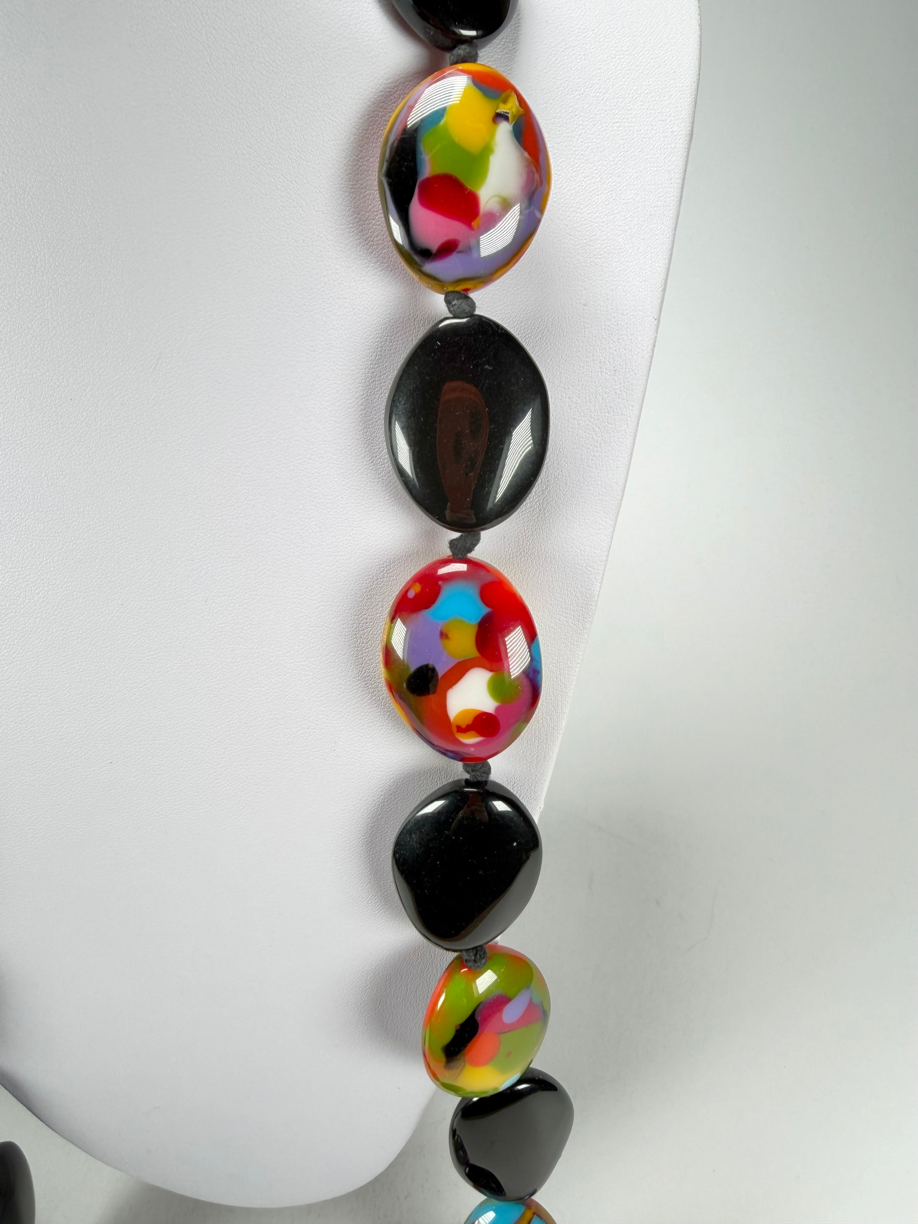 Jackie Brazil "Kathy" Black & Kandinsky Small Riverstones 100cm Necklace ( N3760 )