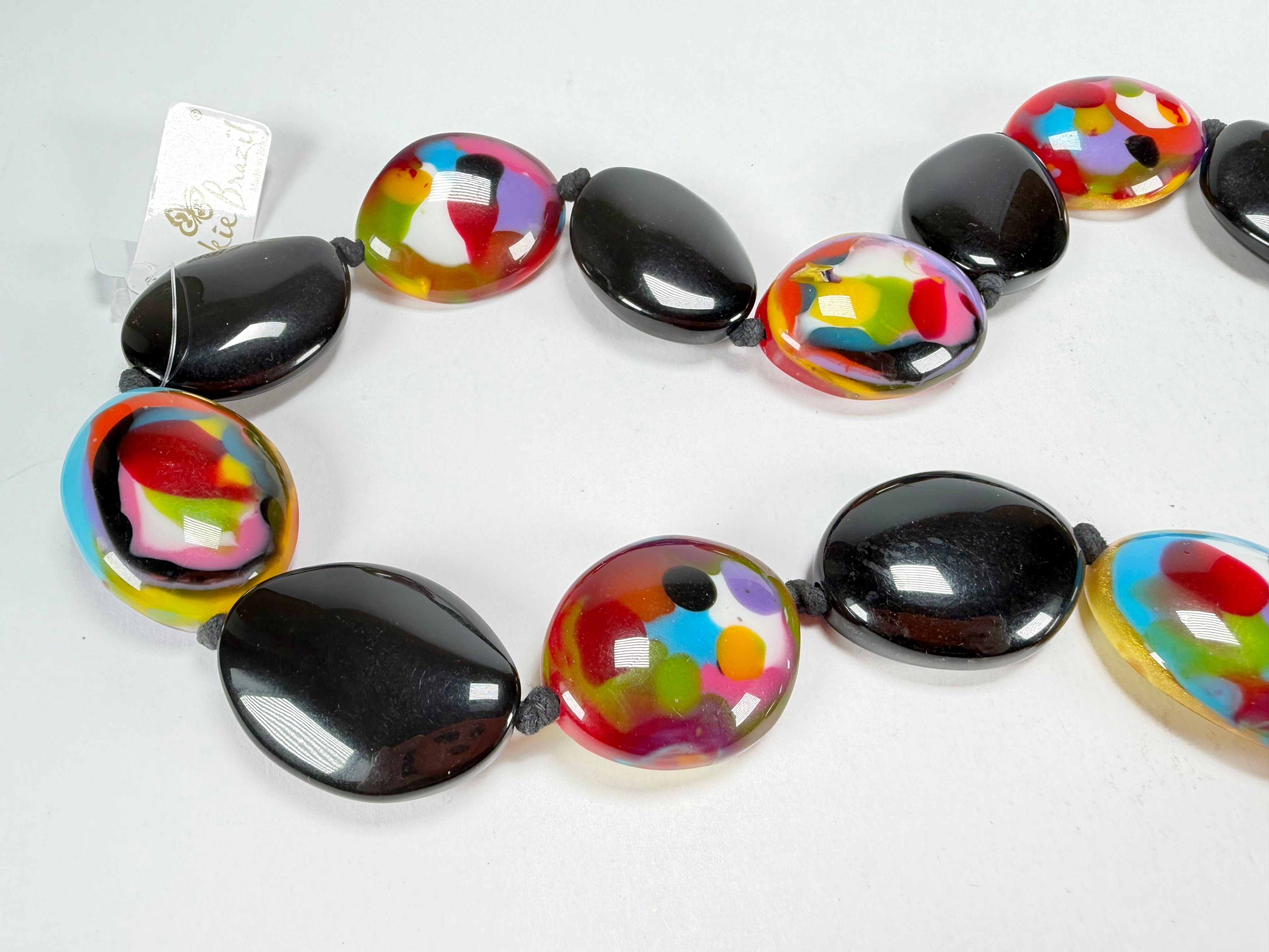 Jackie Brazil "Kathy" Black & Kandinsky Small Riverstones 100cm Necklace ( N3760 )