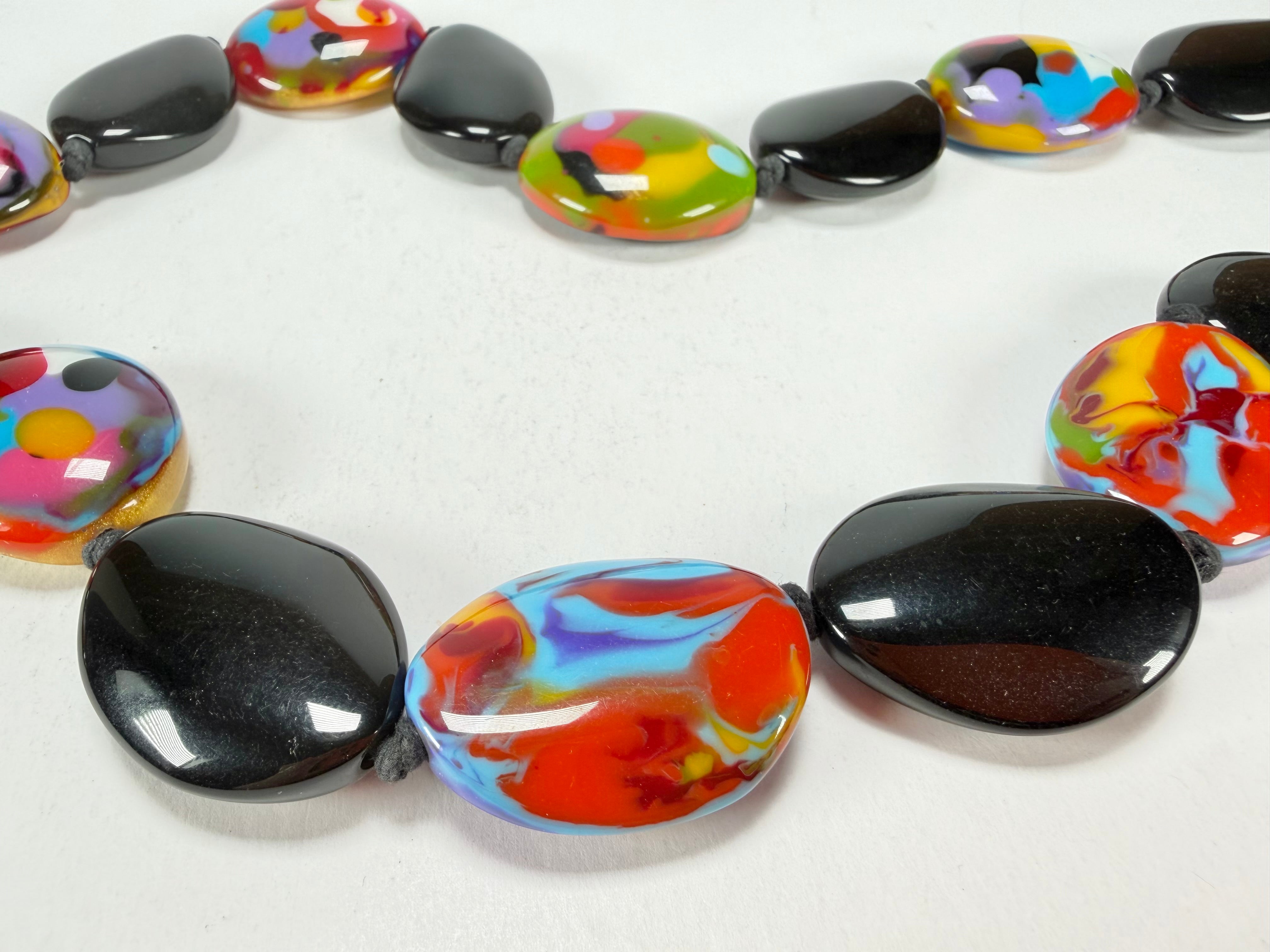 Jackie Brazil "Kathy" Black & Kandinsky Small Riverstones 100cm Necklace ( N3760 )