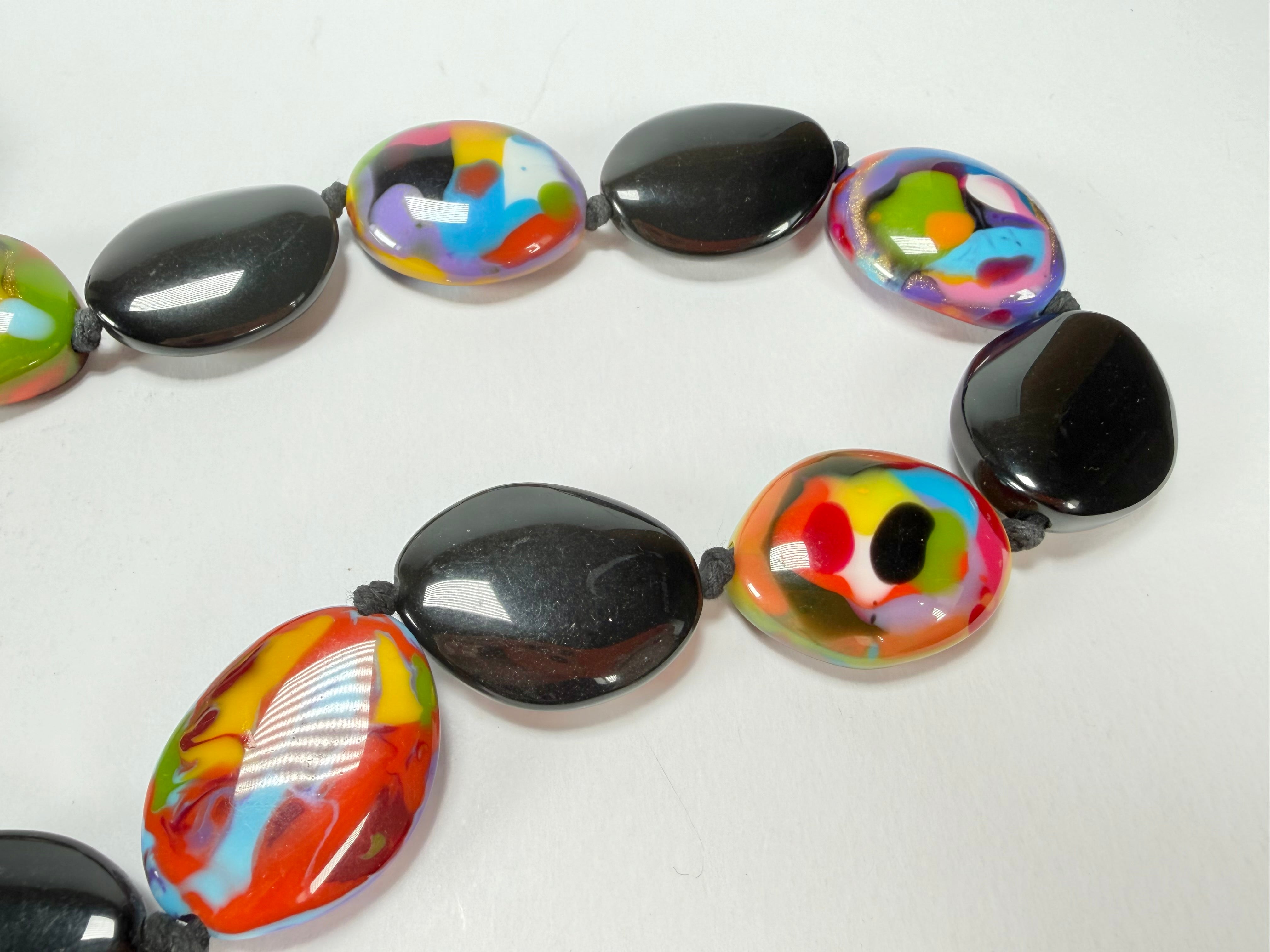 Jackie Brazil "Kathy" Black & Kandinsky Small Riverstones 100cm Necklace ( N3760 )