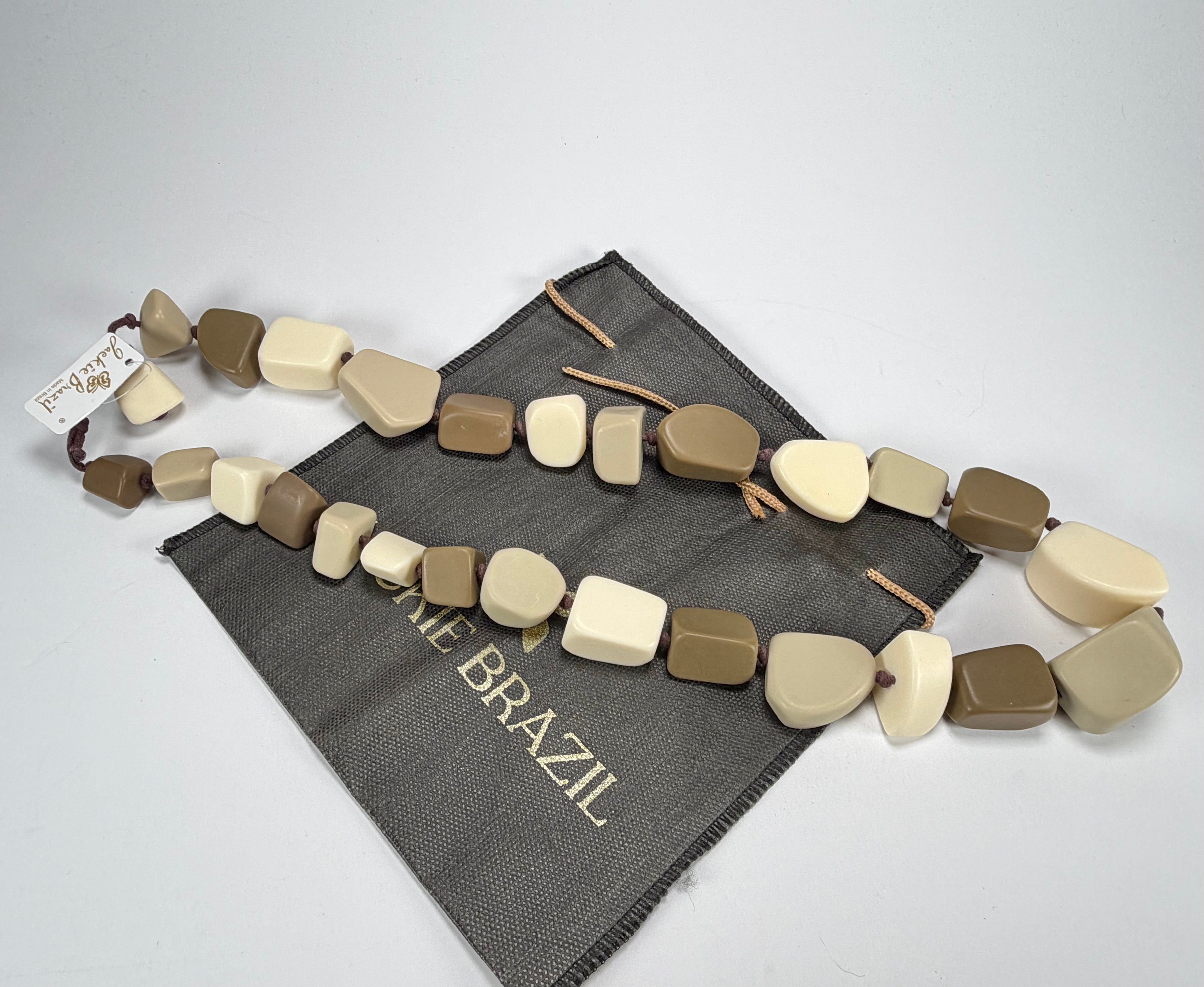 Jackie Brazil "Natural" Boheme Large Stones Long 75cm Resin Necklace ( N0425 )