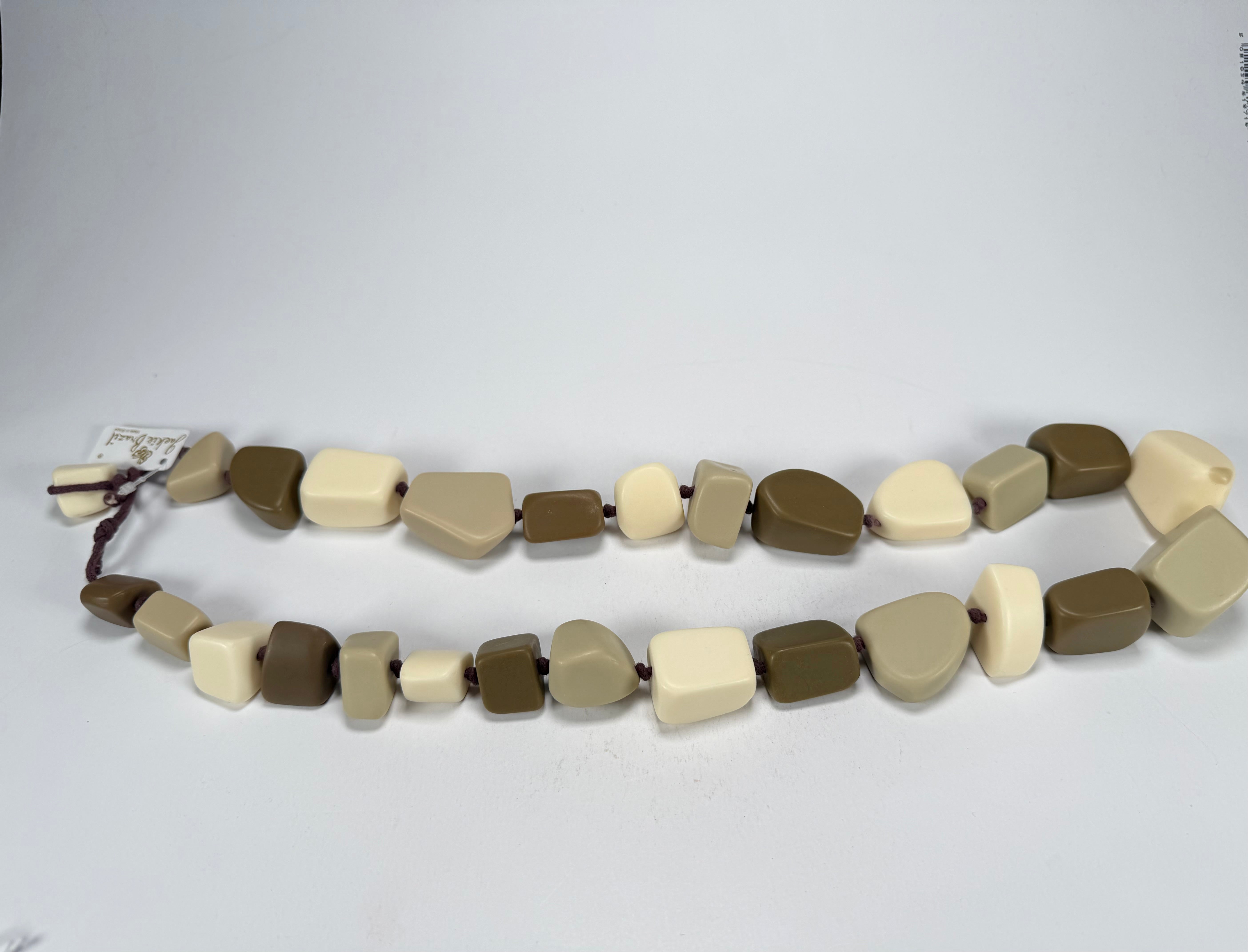 Jackie Brazil "Natural" Boheme Large Stones Long 75cm Resin Necklace ( N0425 )