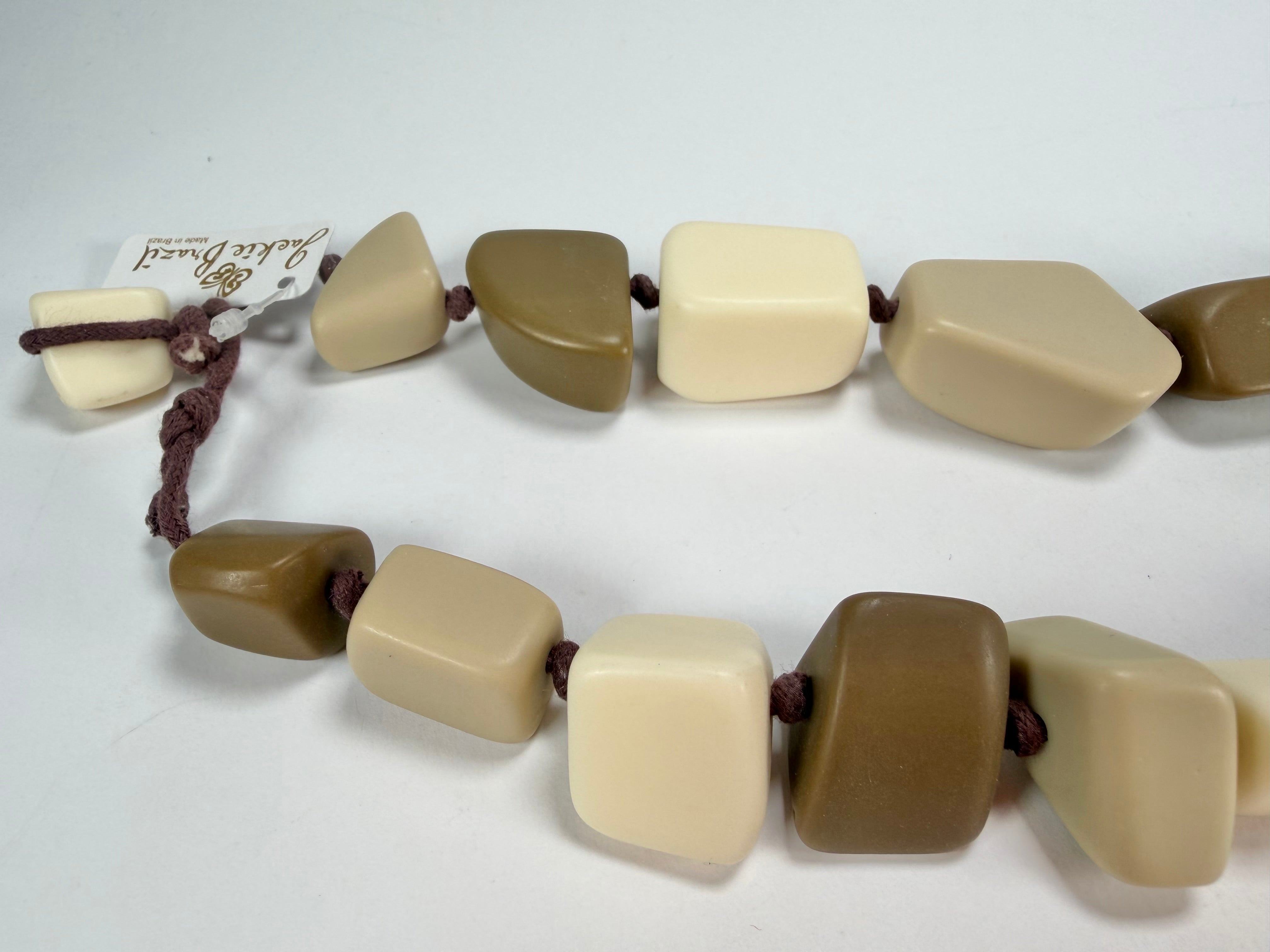 Jackie Brazil "Natural" Boheme Large Stones Long 75cm Resin Necklace ( N0425 )